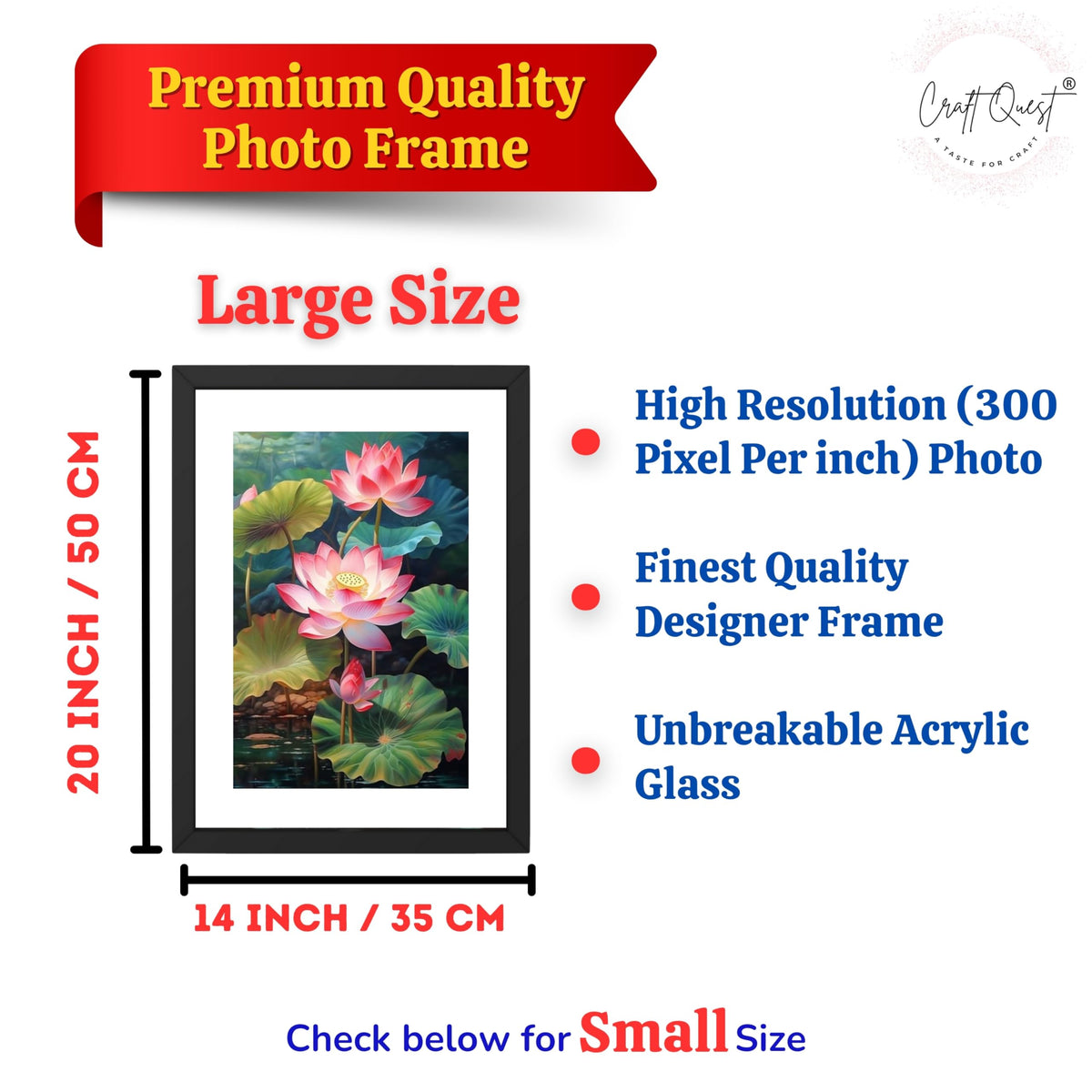 CRAFT QUEST Lotus Photo Frame Wall Vastu,Lotus Flower, Kamal Phool Painting for Vastu | Paintings for Home Decoration, Living room, and Office Décor