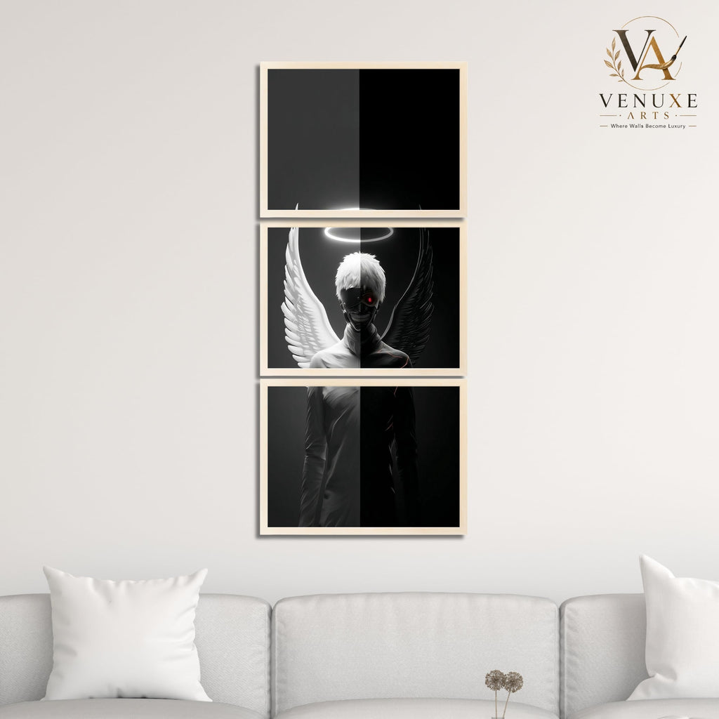 VENUXE ARTS Set Of 3 Anime Characters Wall Framed |Anime Characters Framed Poster for Living Room Bedroom Gaming Room Studio Wall Decor
