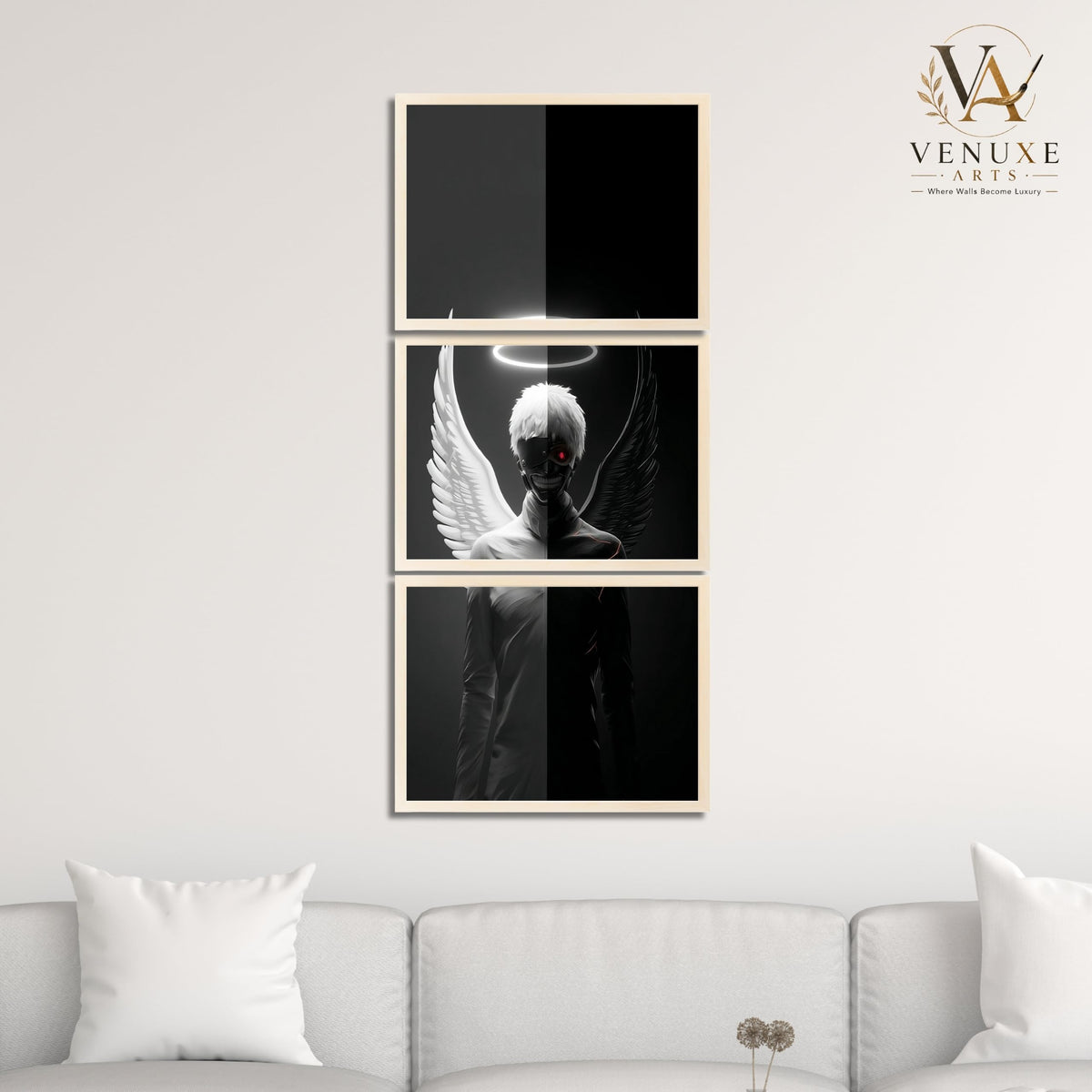VENUXE ARTS Set Of 3 Anime Characters Wall Framed |Anime Characters Framed Poster for Living Room Bedroom Gaming Room Studio Wall Decor
