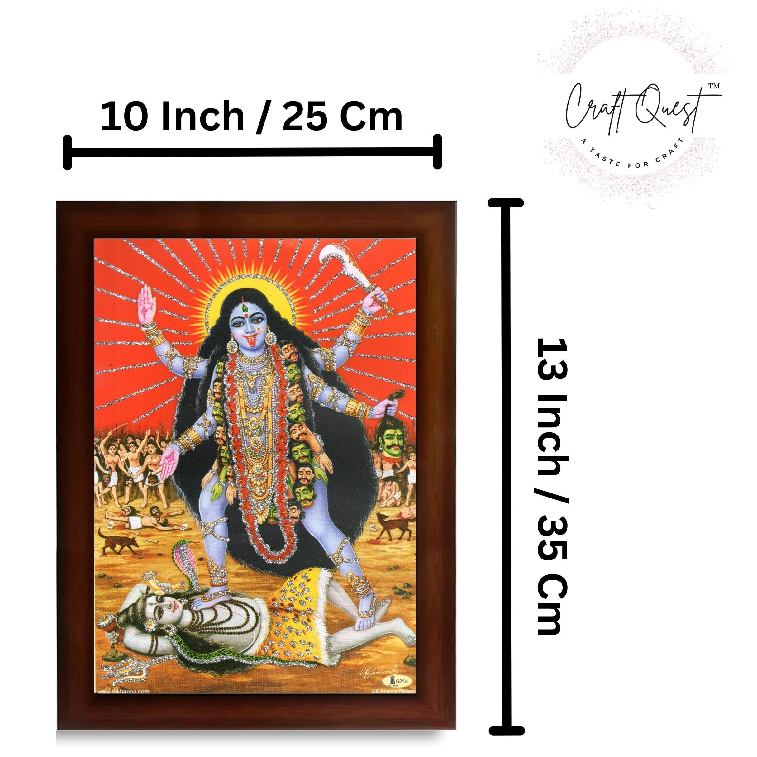 CRAFT QUEST Kali Mata photo with frame, God Religious Framed With Acrylic Glass