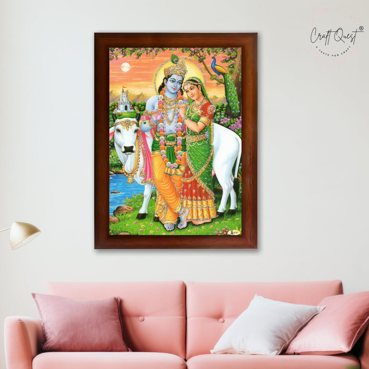 CRAFT QUEST Radha Krishna Photo Frame Radhe Radhakrishna Wall Painting Framed Home Décor