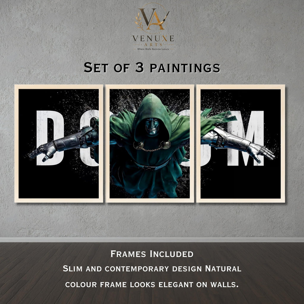 VENUXE ARTS Set Of 3 Anime Characters Wall Framed |Anime Characters Framed Poster for Living Room Bedroom Gaming Room Studio Wall Decor