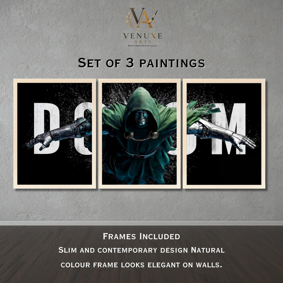 VENUXE ARTS Set Of 3 Anime Characters Wall Framed |Anime Characters Framed Poster for Living Room Bedroom Gaming Room Studio Wall Decor
