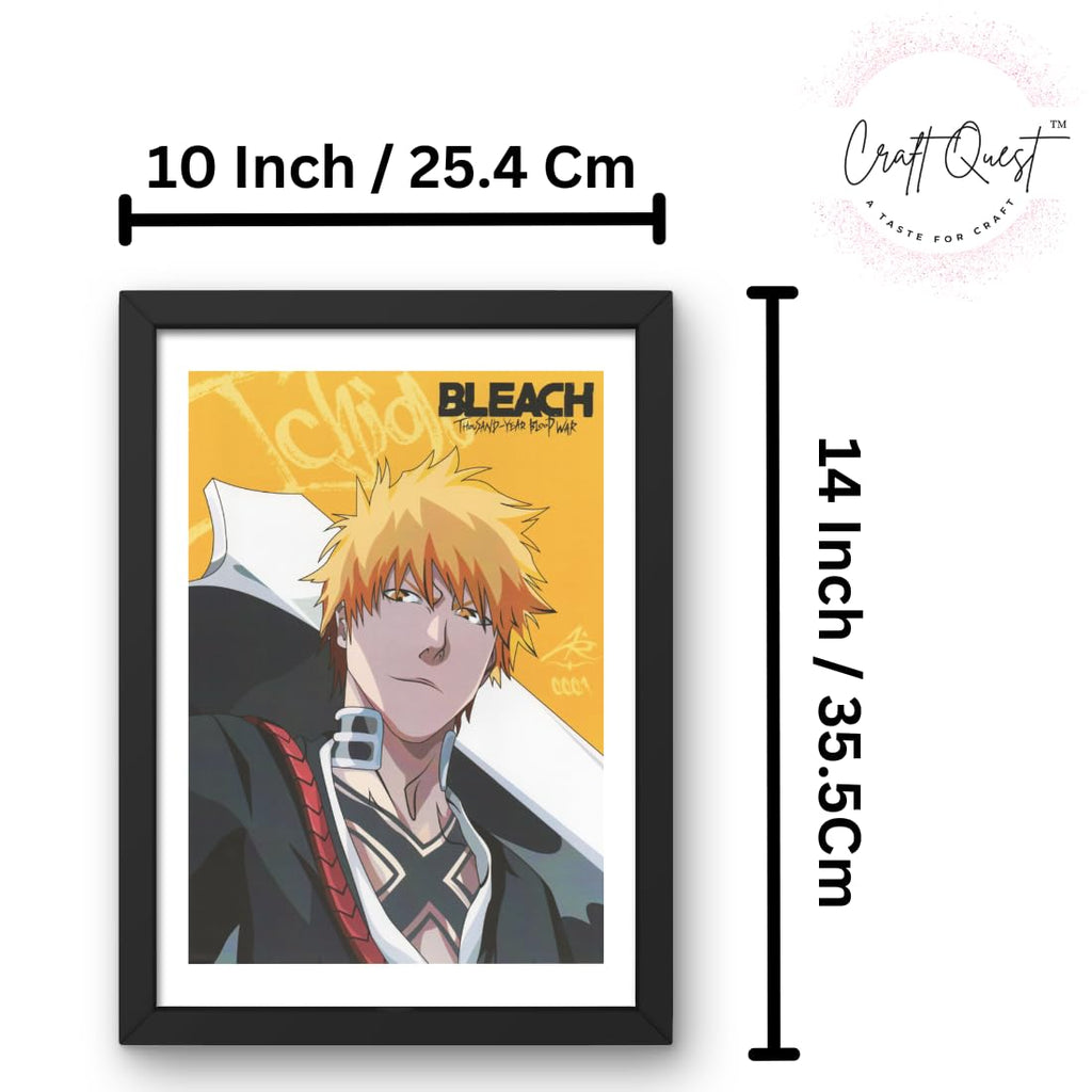 CRAFT QUEST Bleach thousand year blood war manga Poster Anime Laminated Posters Framed Painting with Matte Black Frame (14 Inches x 10 Inches)