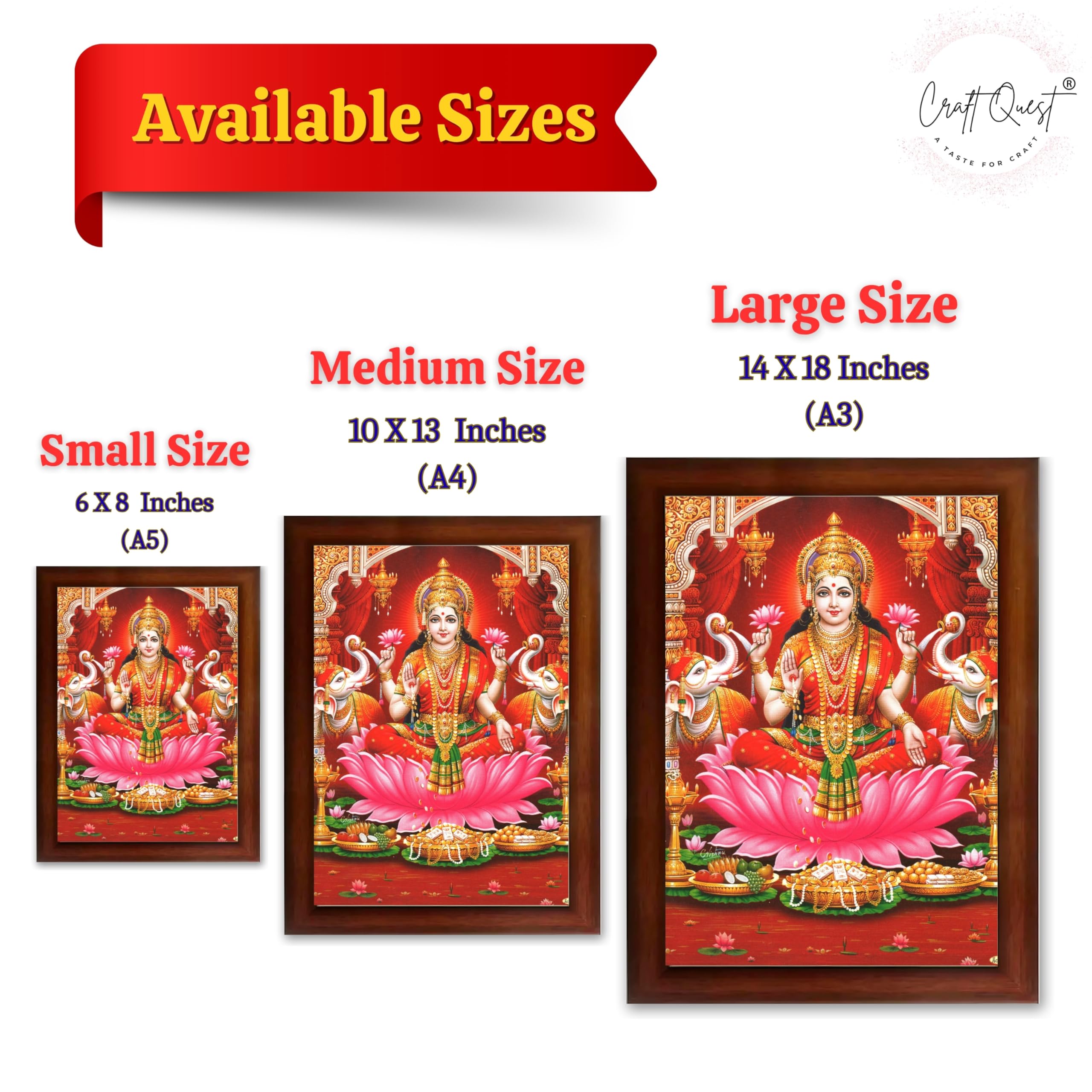 CRAFT QUEST Goddess Lakshmi Devi Dhana Vaibhav Laxmi Maa Wall Painting Frame Home Decor