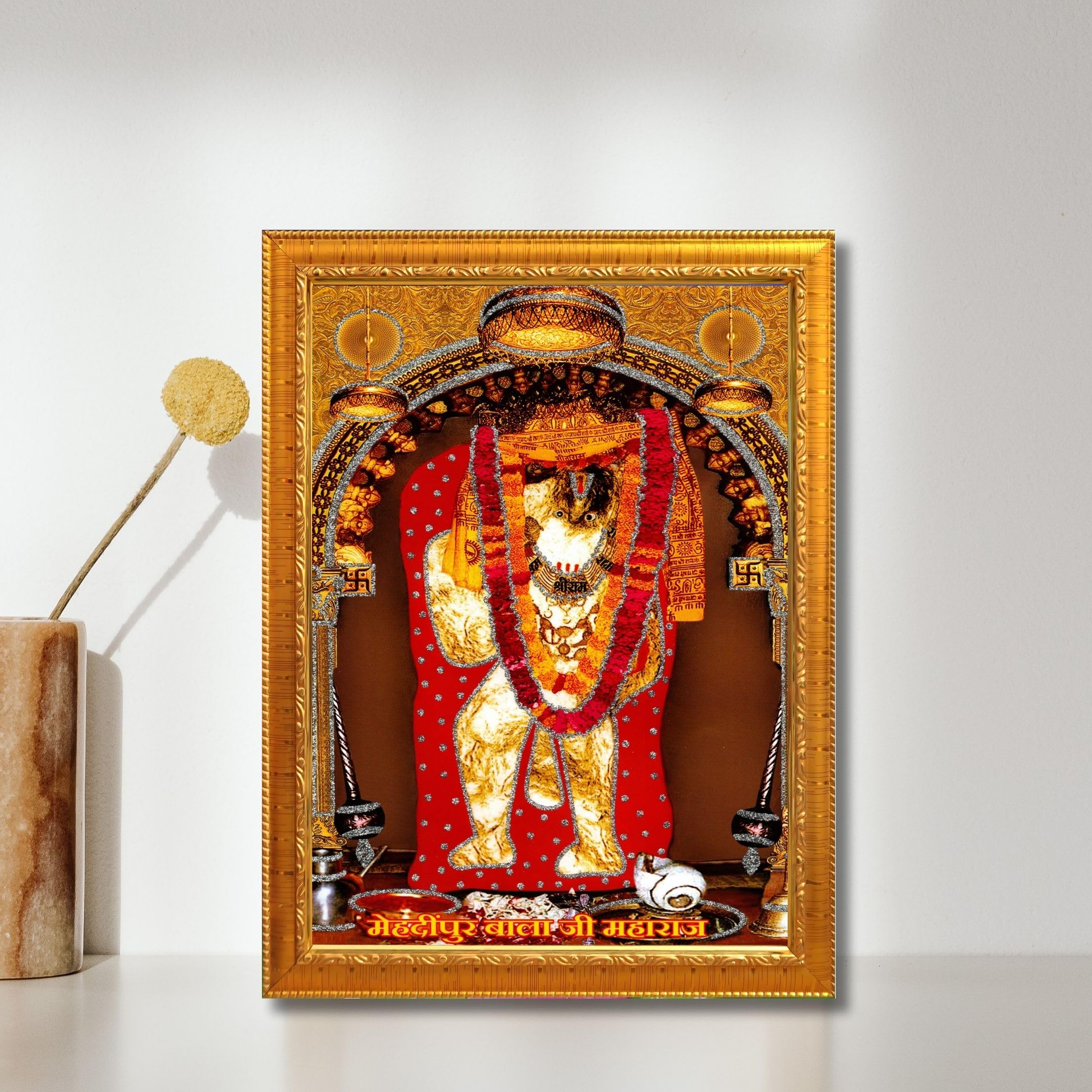 CRAFT QUEST Mehndipur balaji Hanuman | Bajrangbali Religious Photo with frame for Home Decorative Item