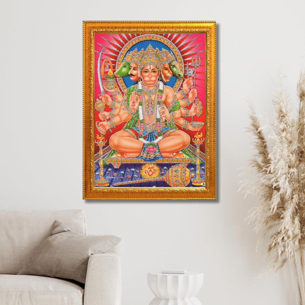 CRAFT QUEST Panchmukhi Hanuman JI | Bajrangbali Religious Photo frame home Decorative item