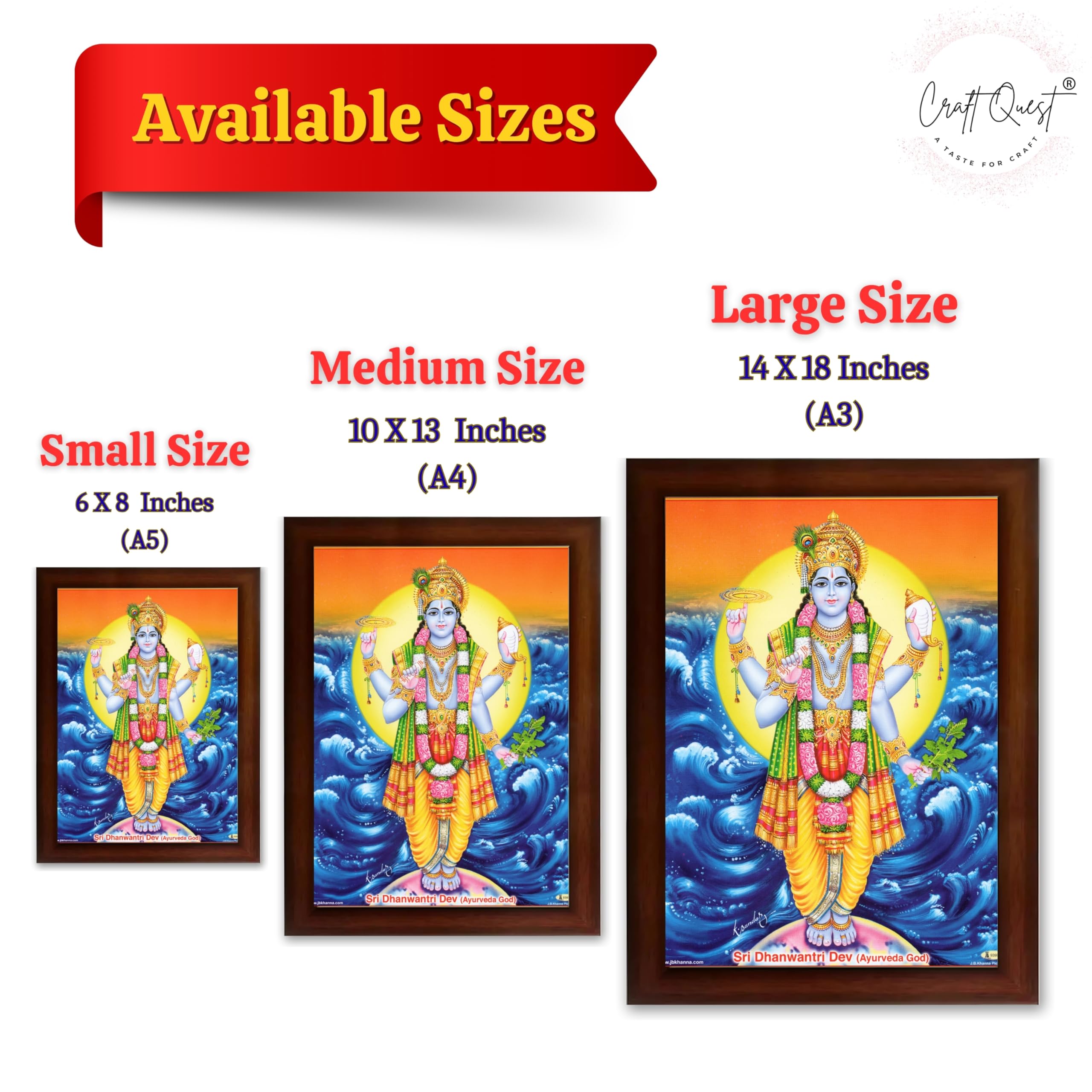 CRAFT QUEST Dhanvantari/Dhanvantri God of Health and Ayurveda Photo Frame