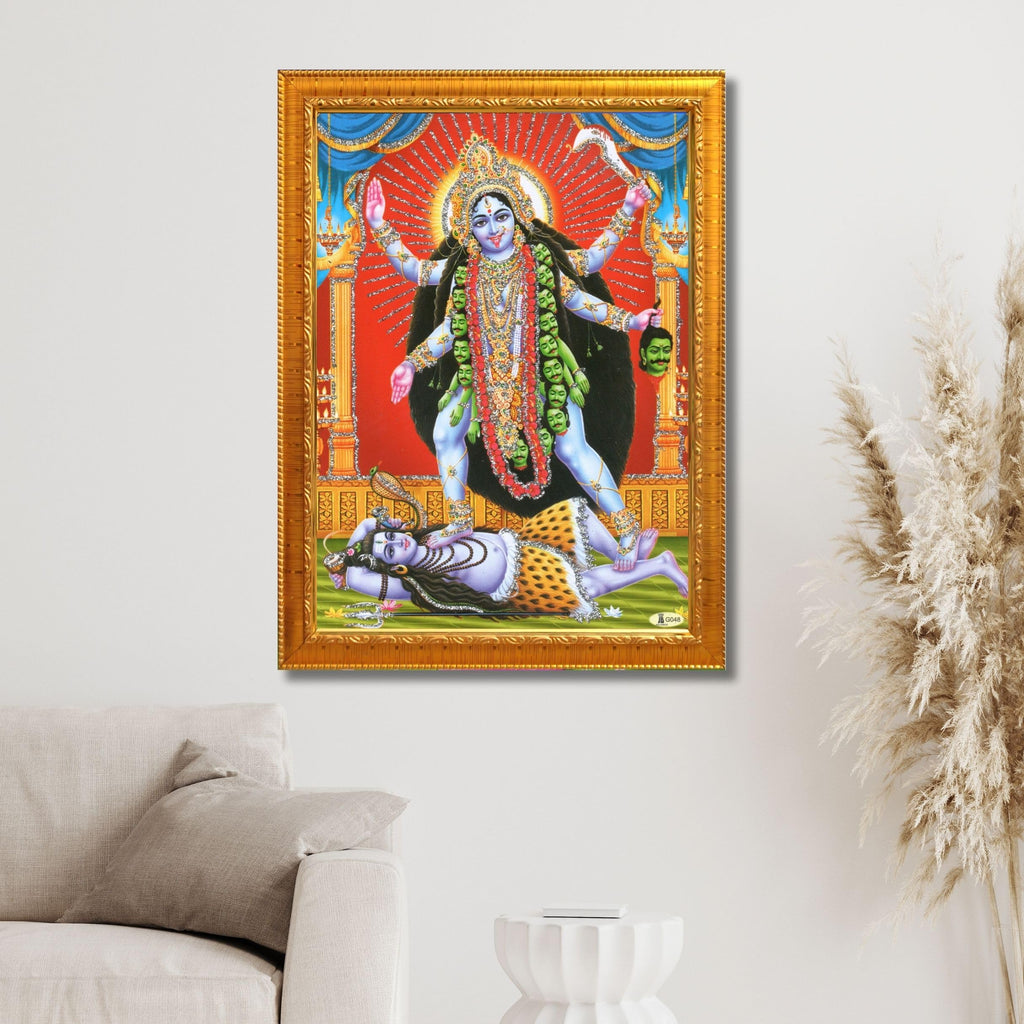 CRAFT QUEST Kali Mata photo with frame, God Religious Framed Painting With Acrylic Glass
