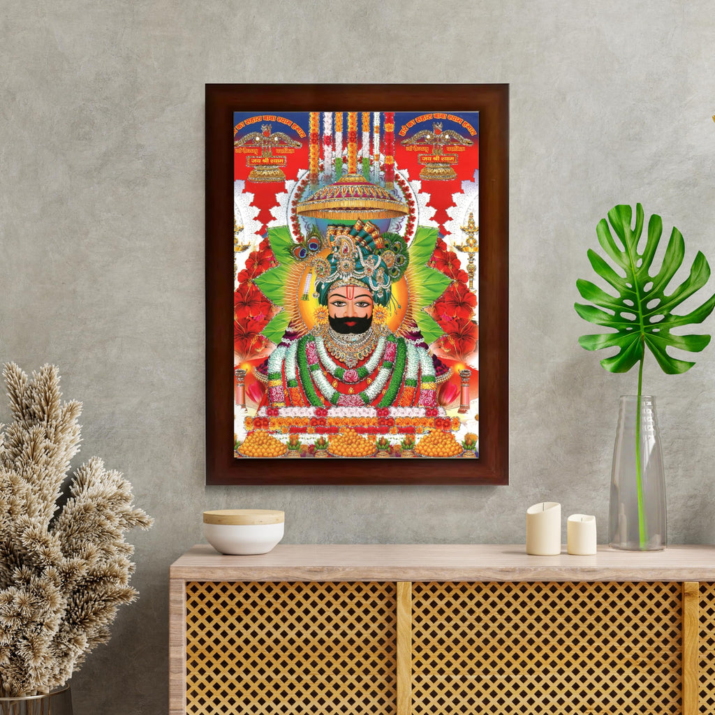 CRAFT QUEST Khatu Shyam Ji | Shyam Baba | Hare Ka Saharaa Khatu Shyam Hamara Photo Frame Wall Painting For Home Decoration And Gift