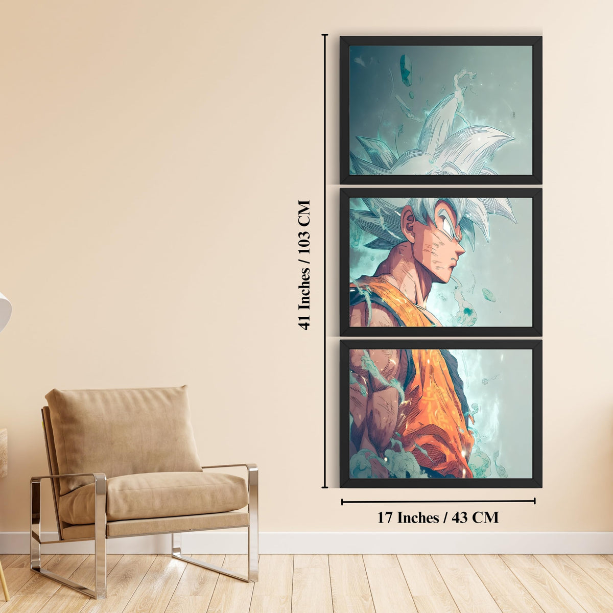 VENUXE ARTS Set Of 3 Anime Characters Wall Framed |Anime Characters Framed Poster for Living Room Bedroom Gaming Room Studio Wall Decor