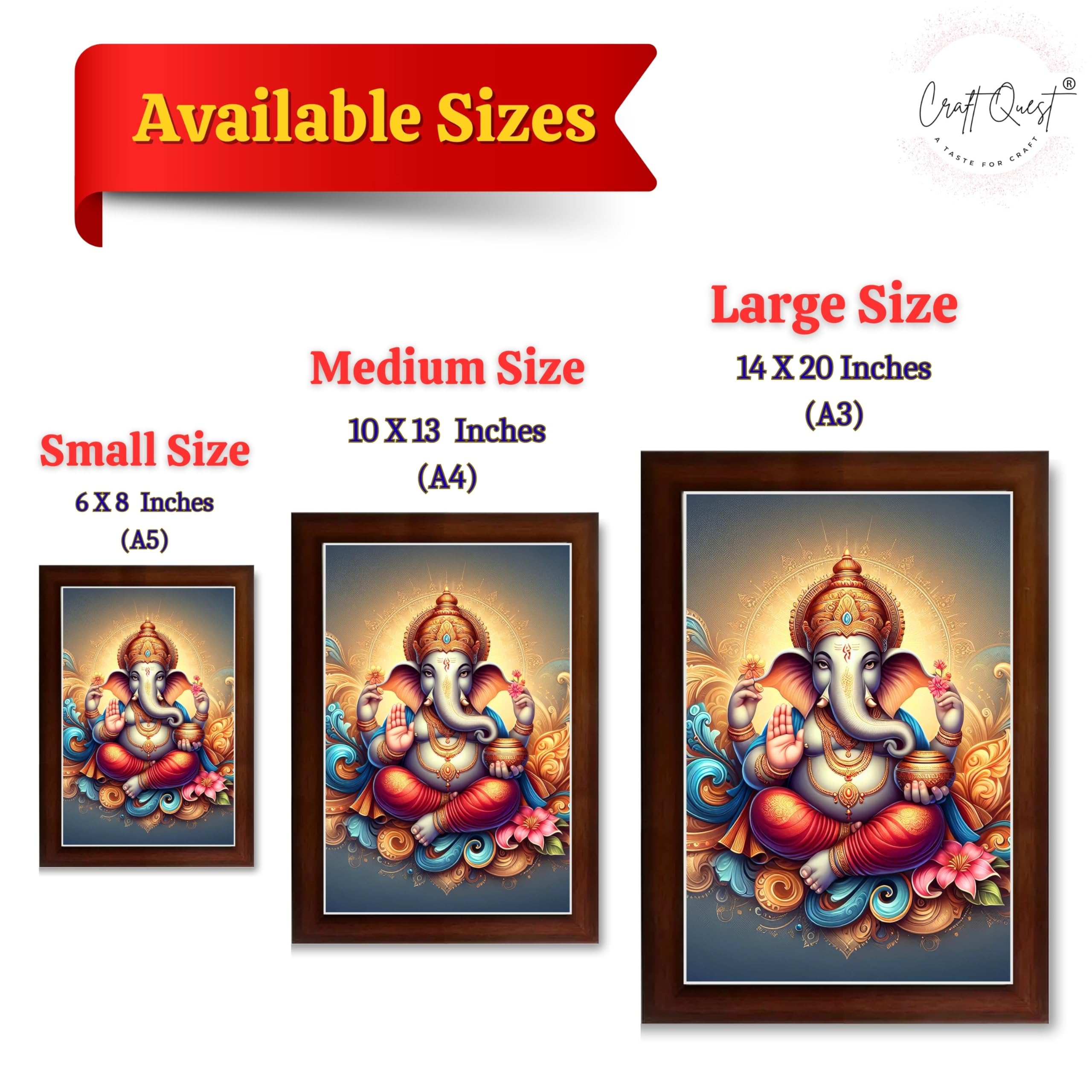 CRAFT QUEST Lord Ganesha Modern Wall Painting With Frame For Home and Office Decor