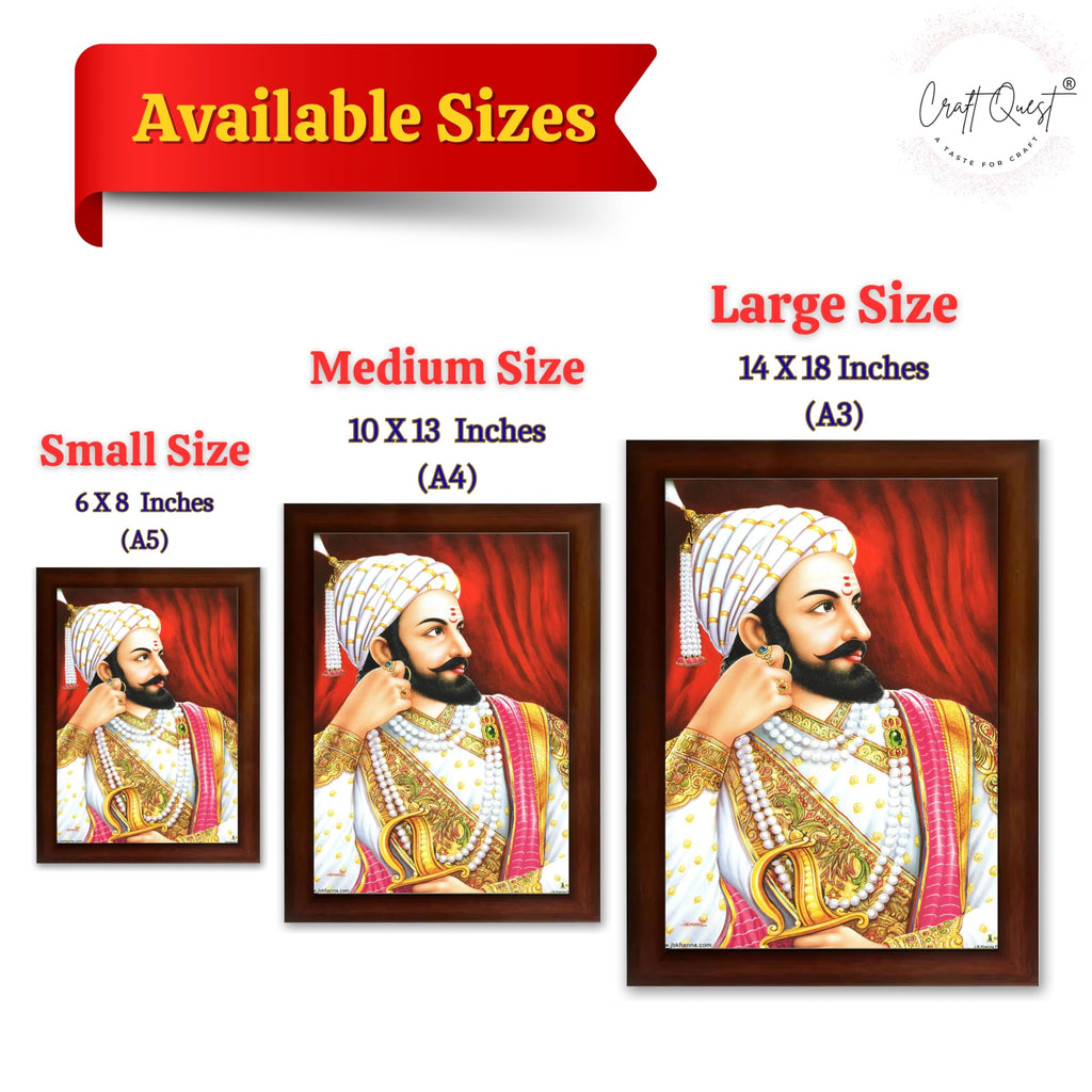 CRAFT QUEST Shivaji Chhatrapati Maharaj Wall Photo Frame | For Living, Pooja Room | Home Decoration Item | Best Gifting Option
