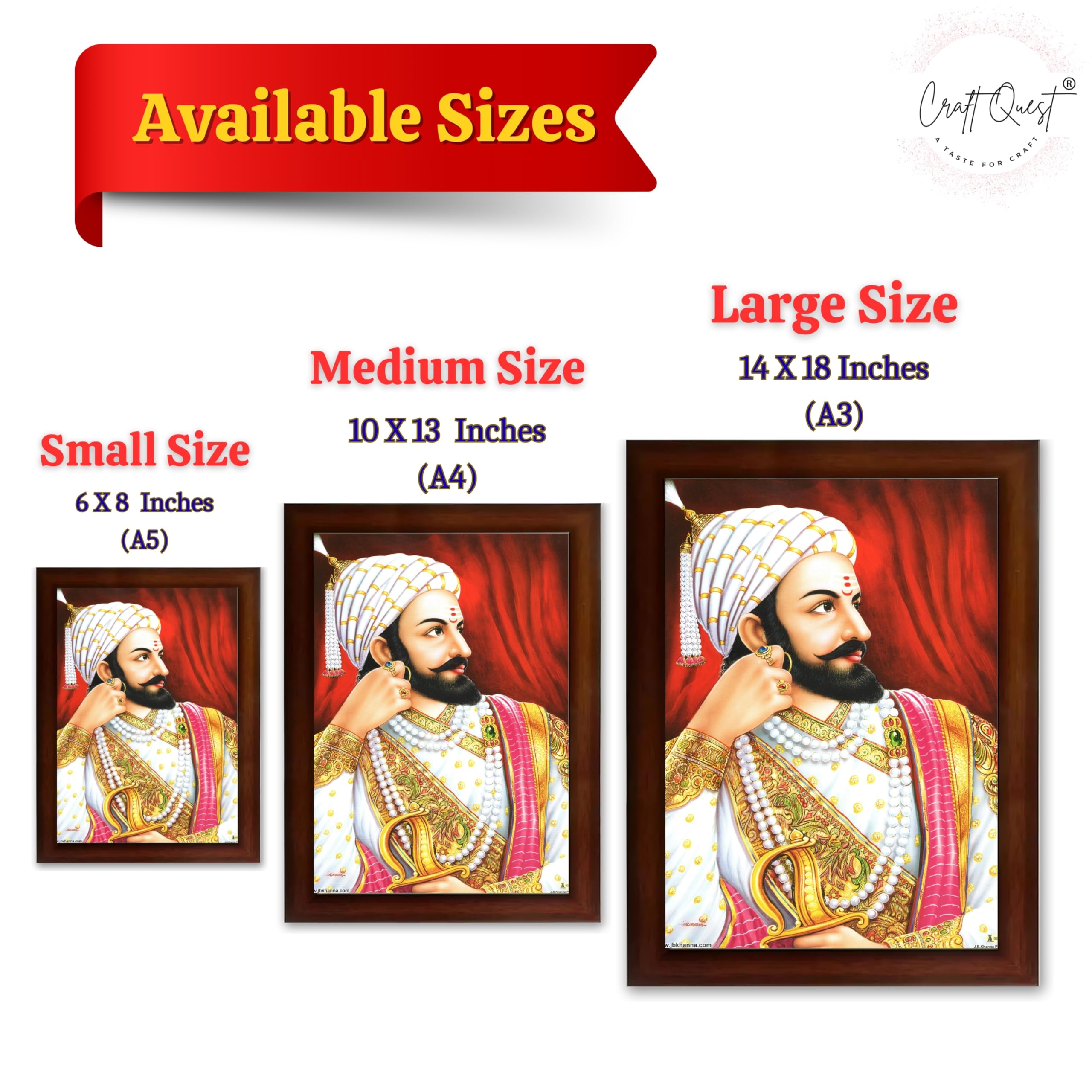 CRAFT QUEST Shivaji Chhatrapati Maharaj Wall Photo Frame | For Living, Pooja Room | Home Decoration Item | Best Gifting Option