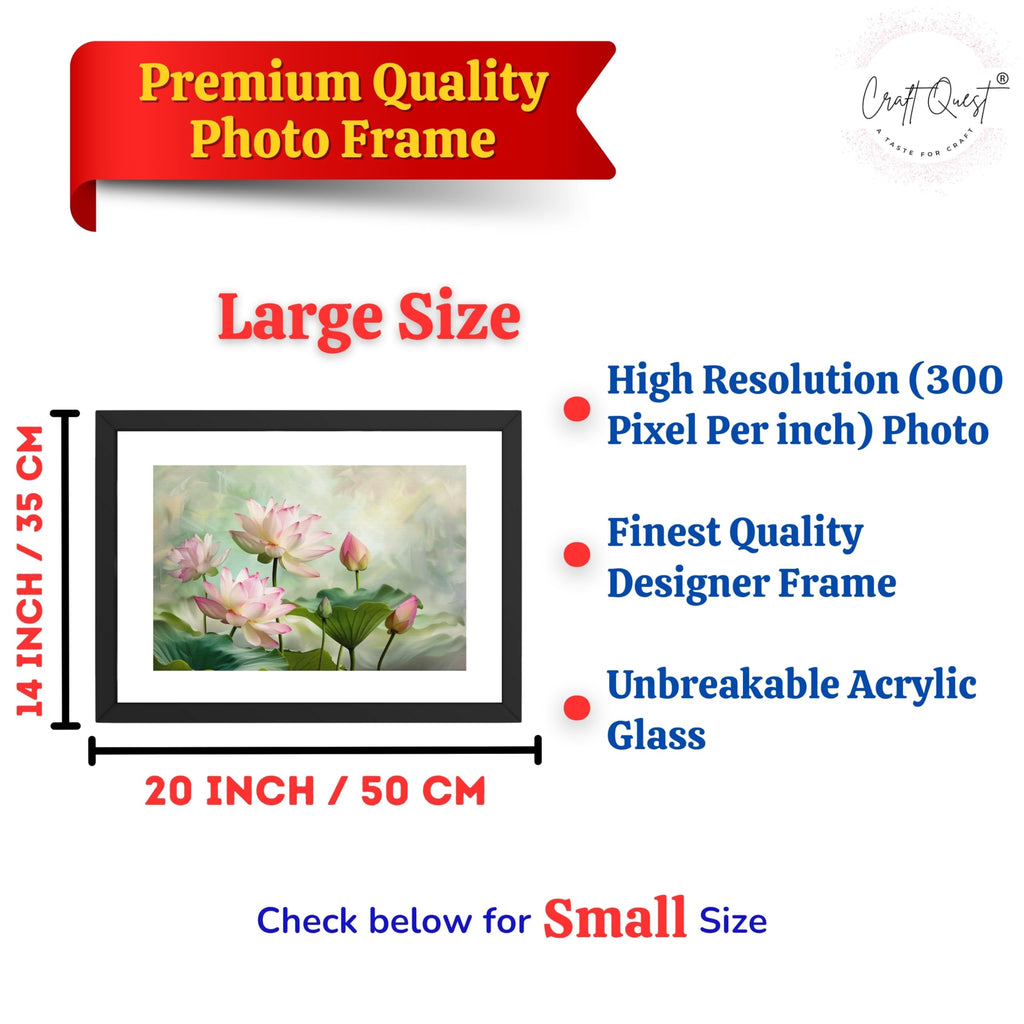 CRAFT QUEST Lotus Photo Frame Wall Vastu,Lotus Flower, Kamal Phool Painting for Vastu | Paintings for Home Decoration, Living room, and Office Décor