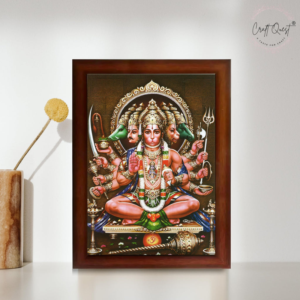 CRAFT QUEST Lord Hanuman Ji Hanumanji Jai Bajrangbali Bajrang Photo Frame For Home Décor, Temple, Pooja Room, Wall, Gift Items