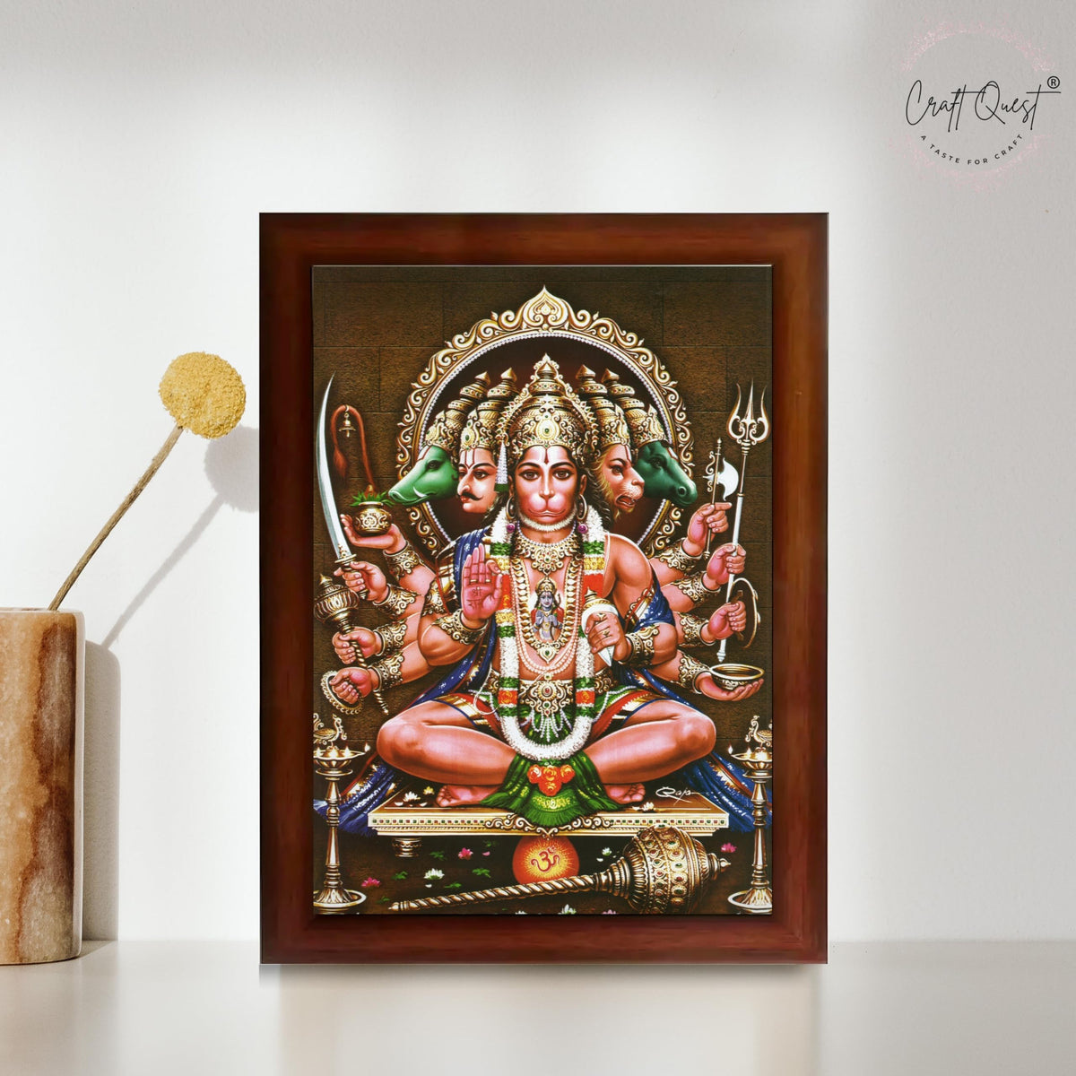 CRAFT QUEST Lord Hanuman Ji Hanumanji Jai Bajrangbali Bajrang Photo Frame For Home Décor, Temple, Pooja Room, Wall, Gift Items