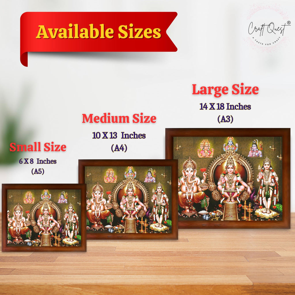 CRAFT QUEST Lord Swami Ayyappa Swamy Ayyappan Iyyappan South photo Frame For Wall Painting,Mandir, Pooja, Home Décor Items
