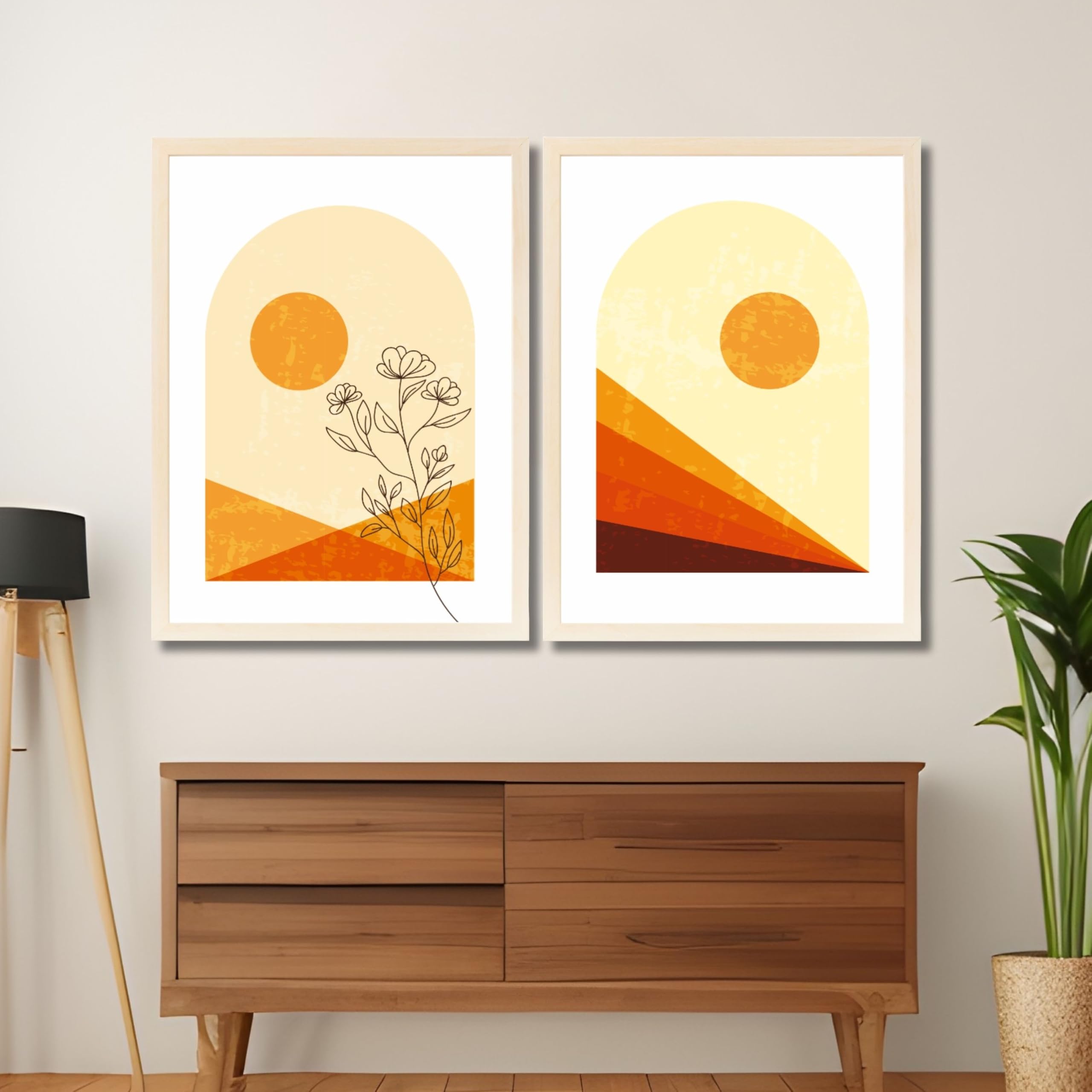 CRAFT QUEST Wall Art Decor Paintings | Set of 2 Floral Wall Art Frames for Home Decoration | Perfect for Living Room, Bedroom & Office
