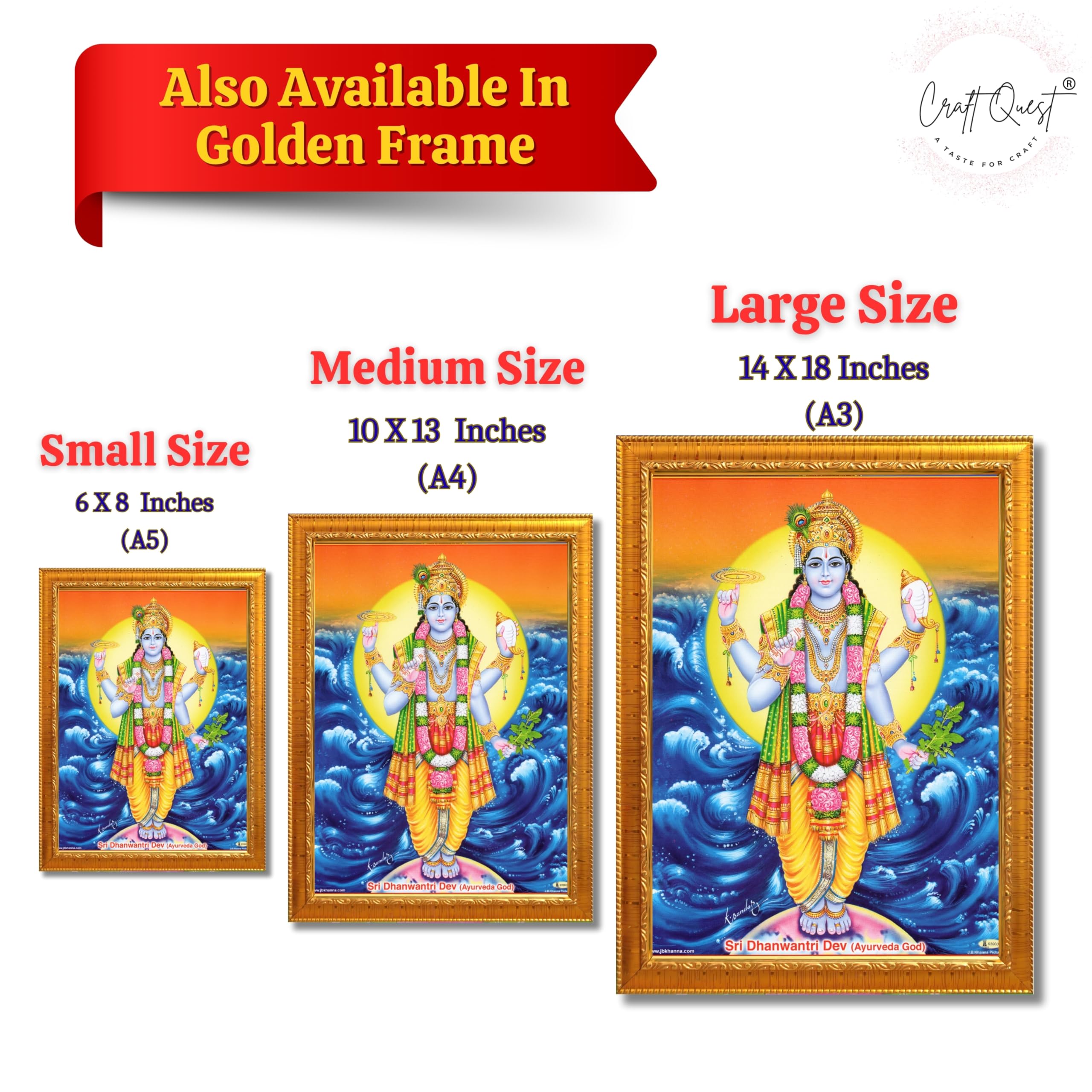 CRAFT QUEST Dhanvantari/Dhanvantri God of Health and Ayurveda Photo Frame