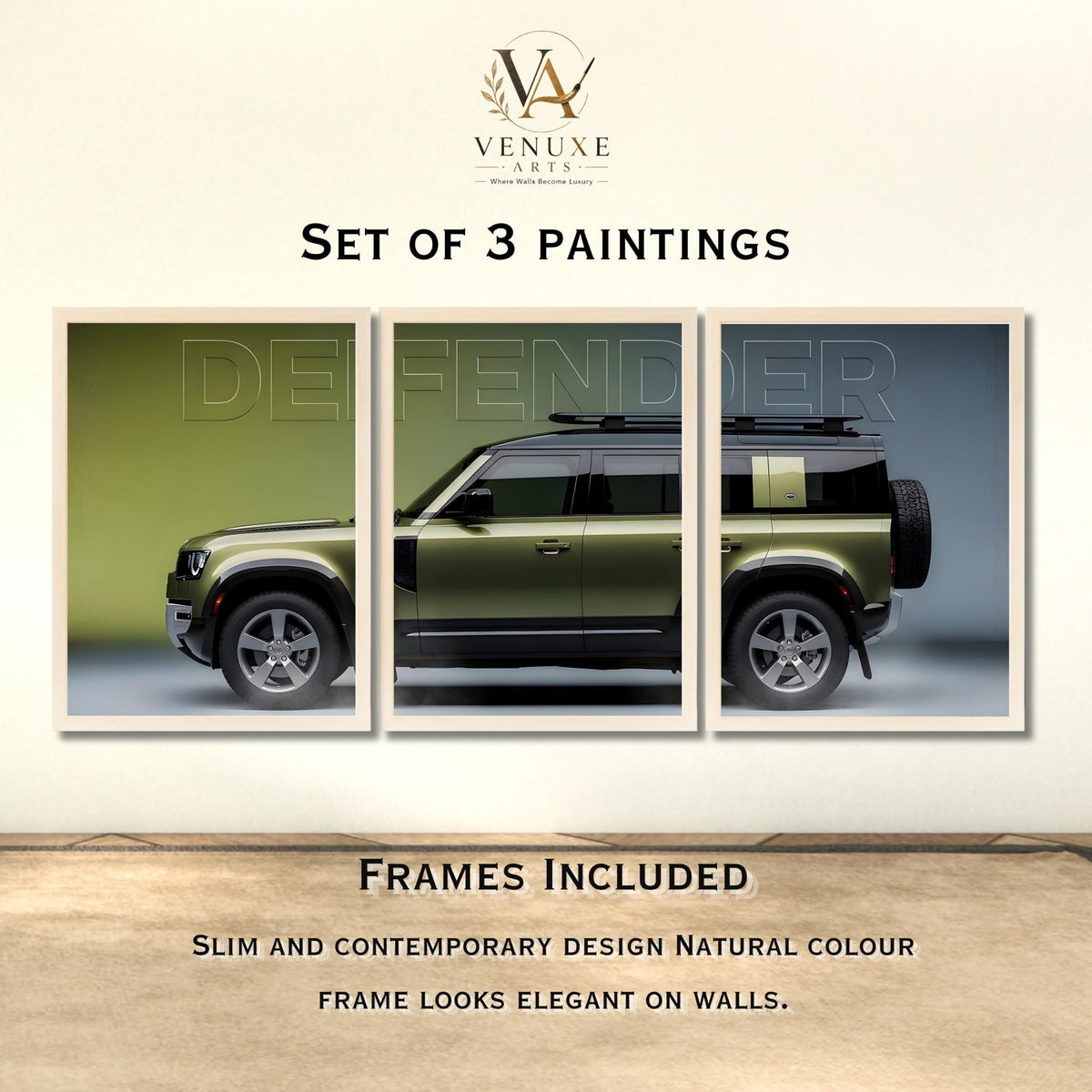 VENUXE ARTS Set Of 3 Big Sports Cars Framed Posters Gift Items for Boys Room Wall Decoration Bedroom, Living Room, Office, Studio Décor | Car Poster Frame for Wall Décor
