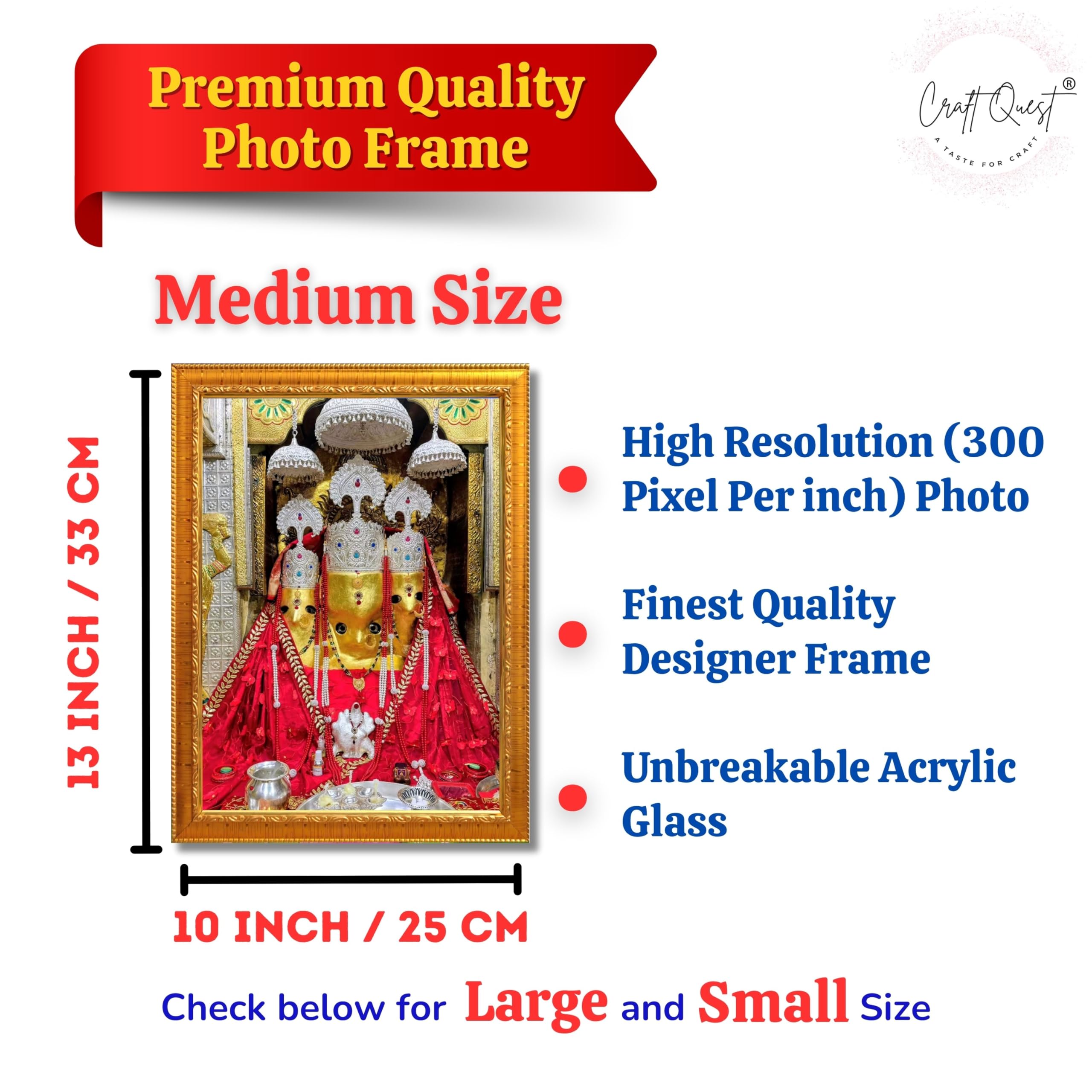 CRAFT QUEST Baglamuklhi maa/mata wodden Religious Photo Frame for Home, Office