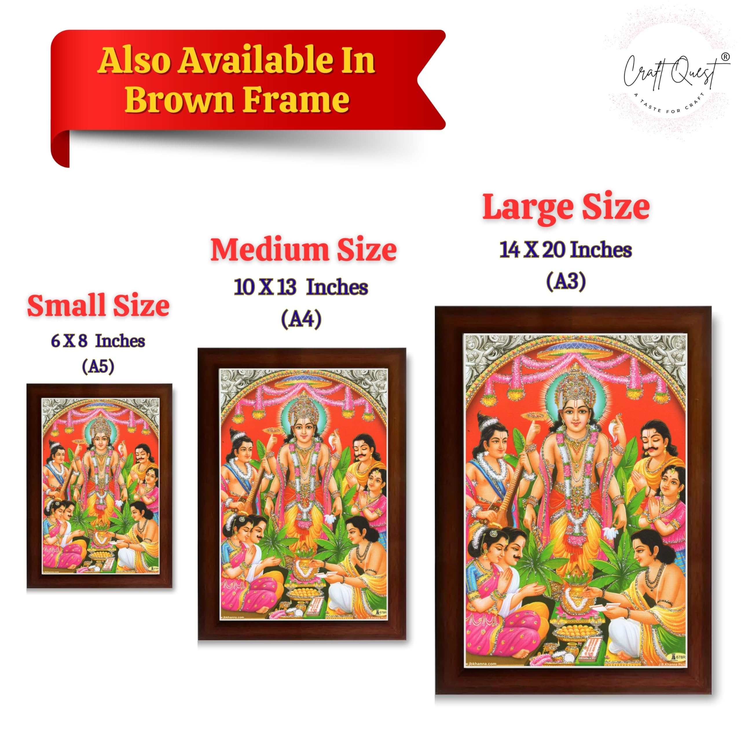 CRAFT QUEST Lord Satyanarayana Swamy Hindu God Satyanarayan Photo Frame | Religious Photo Frame | Ideal for Home, Office, Temple & Puja Room, Wall Decor
