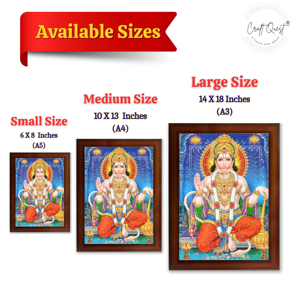 CRAFT QUEST Hanuman JI | Bajrangbali Religious Photo frame Decorative Item Synthetic frame