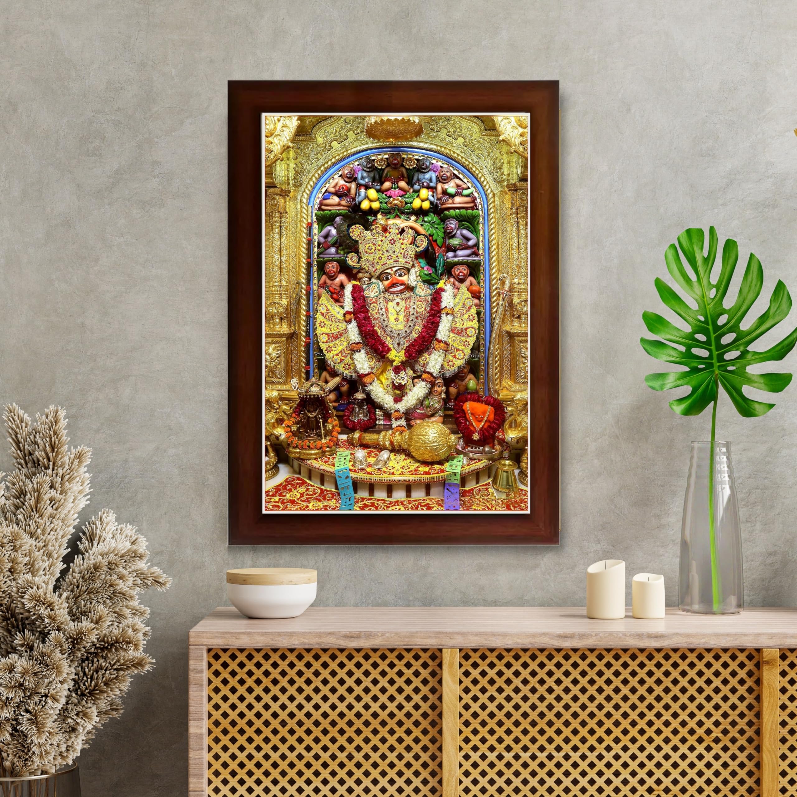 CRAFT QUEST Shree Kashtabhanjan Dev Hanumanji Salangpur Photo Frame Synthetic, Wall hangings