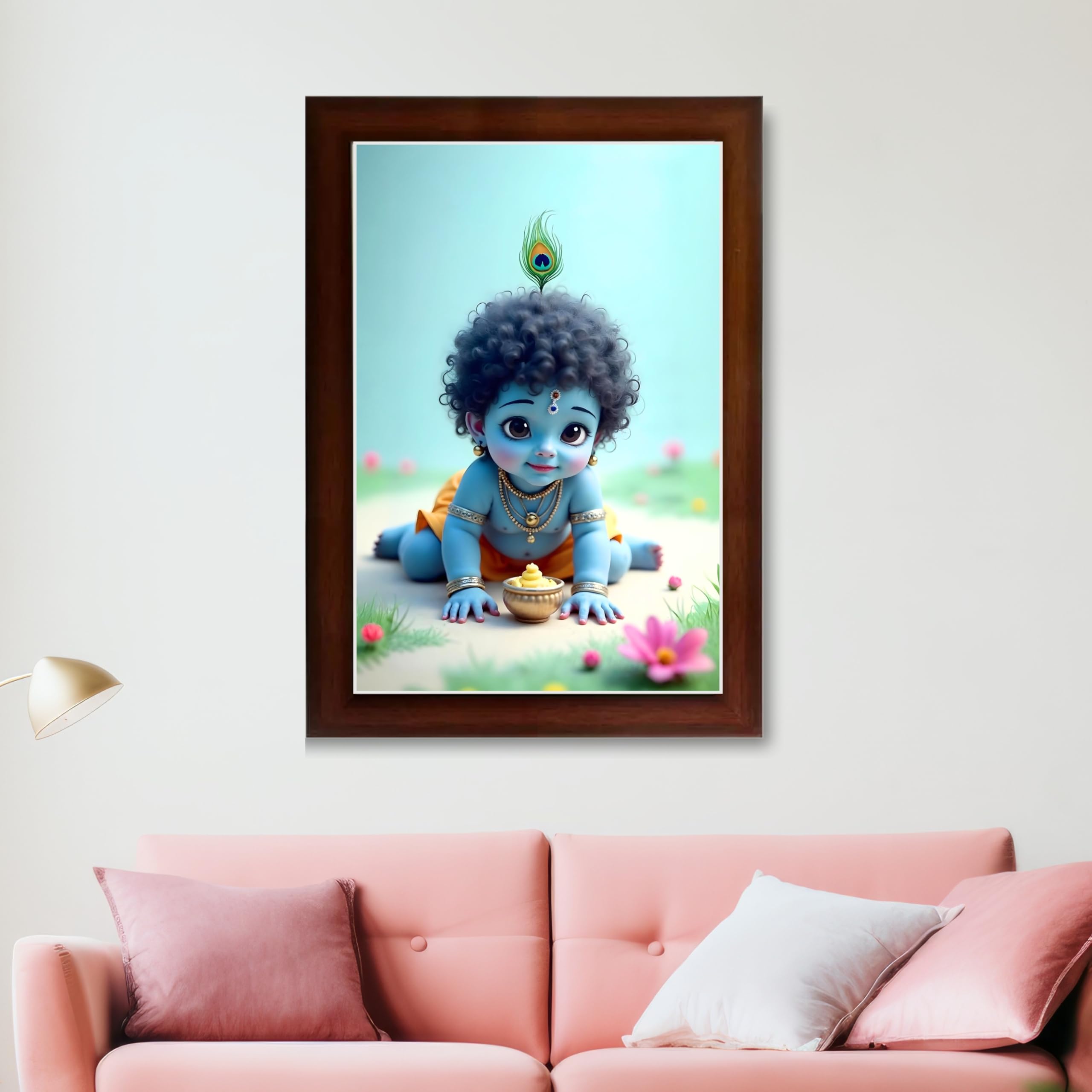 CRAFT QUEST Bal Gopal Painting | Krishna Photo Frames for Walls, Home, Bedroom, Living Room and Home Decor