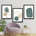 CRAFT QUEST Boho Leaf Artwork | Set of 3 Frames for Home Decoration | Ideal for Living Room, Bedroom & Offices