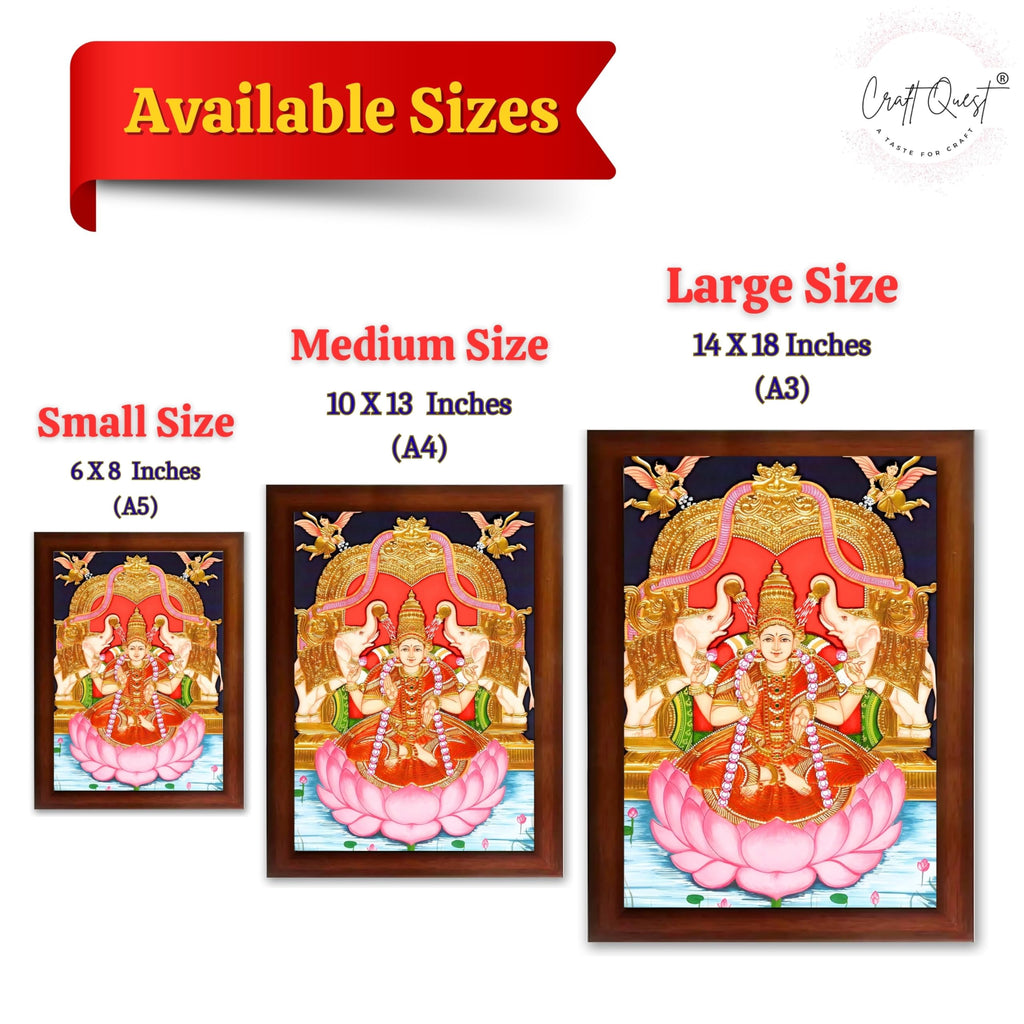 CRAFT QUEST Goddess Lakshmi Maa Vaibhav Laxmi Wall Painting Photo Framed | Acrylic Glass, Lightweight | Ideal for Home, Office, Temple & Puja Room, Wall Decor