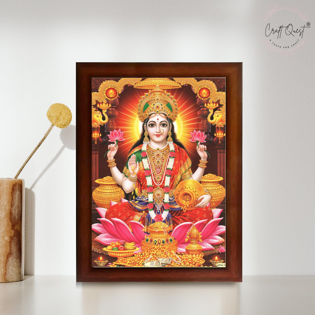 CRAFT QUEST Goddess Lakshmi Devi Dhana Vaibhav Laxmi Maa Wall Painting Frame Home Decor