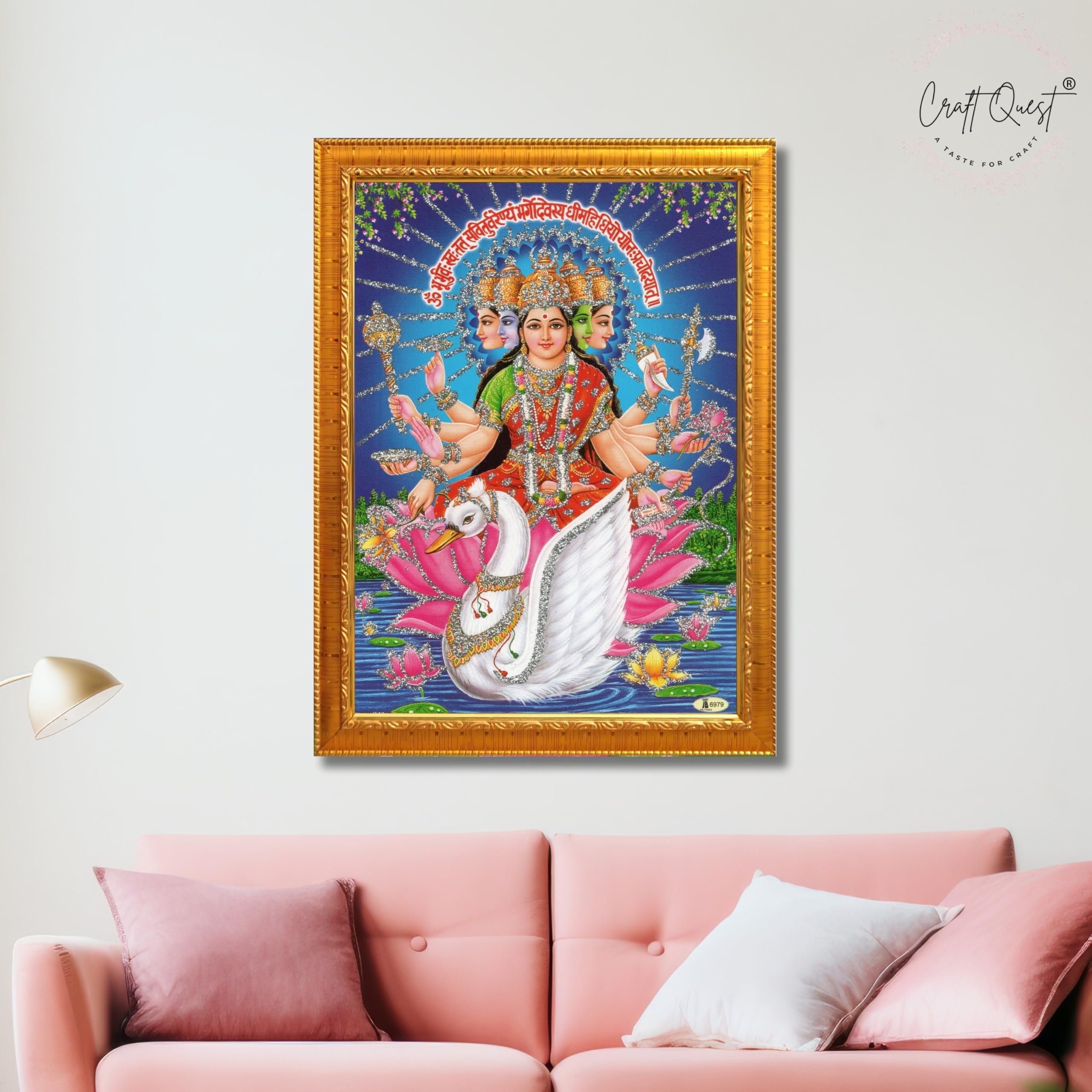 CRAFT QUEST Gayatri Mata Gayatridevi Wall Painting Framed Home Decor Items
