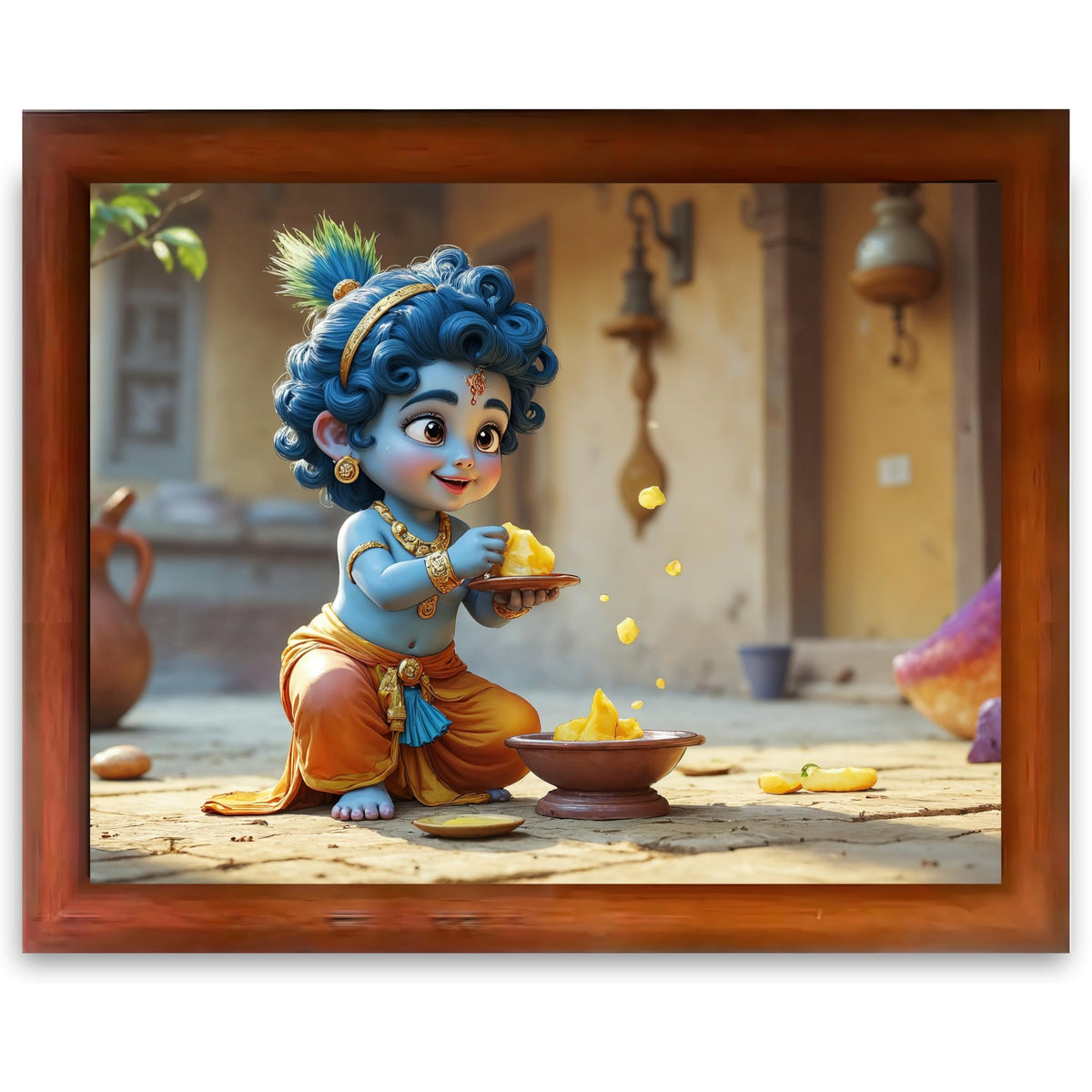 CRAFT QUEST Shri Bal Gopal Painting | Baby Krishna Photo Frame | Krishna Photo Frames for Walls, Home, Living Room and Home Décor