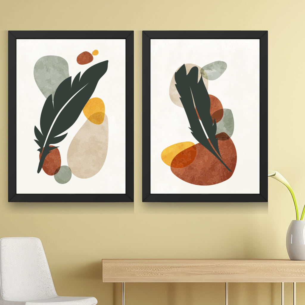 CRAFT QUEST Wall Art Decor Paintings | Set of 2 BOTONICAL Wall Art Frames for Home Decoration | Ideal for Living Room, Bedroom & Office