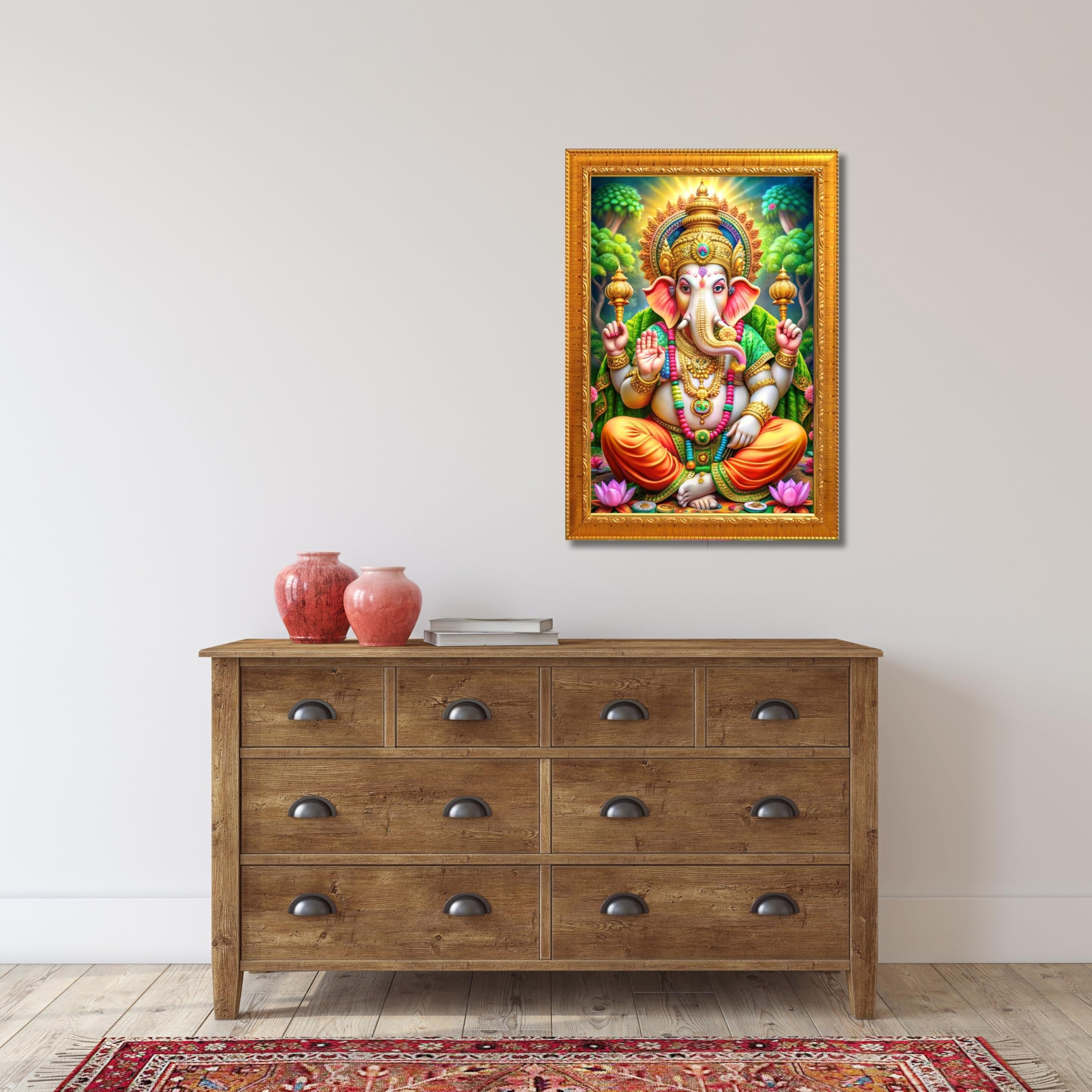 CRAFT QUEST Lord Ganesh Ganpati ji Wall Hanging Frame for Living Room, Pooja Room Décor Items GA-218