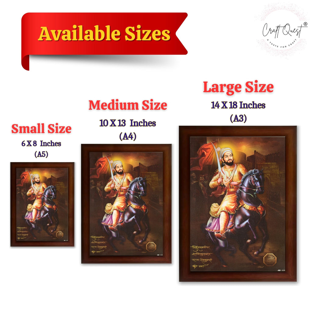 CRAFT QUEST Chattrapati Shivaji Maharaj Wall Painting Photo Frame With Acrylic Sheet | For Living, Pooja Room | Home Decoration Item | Best Gifting Option