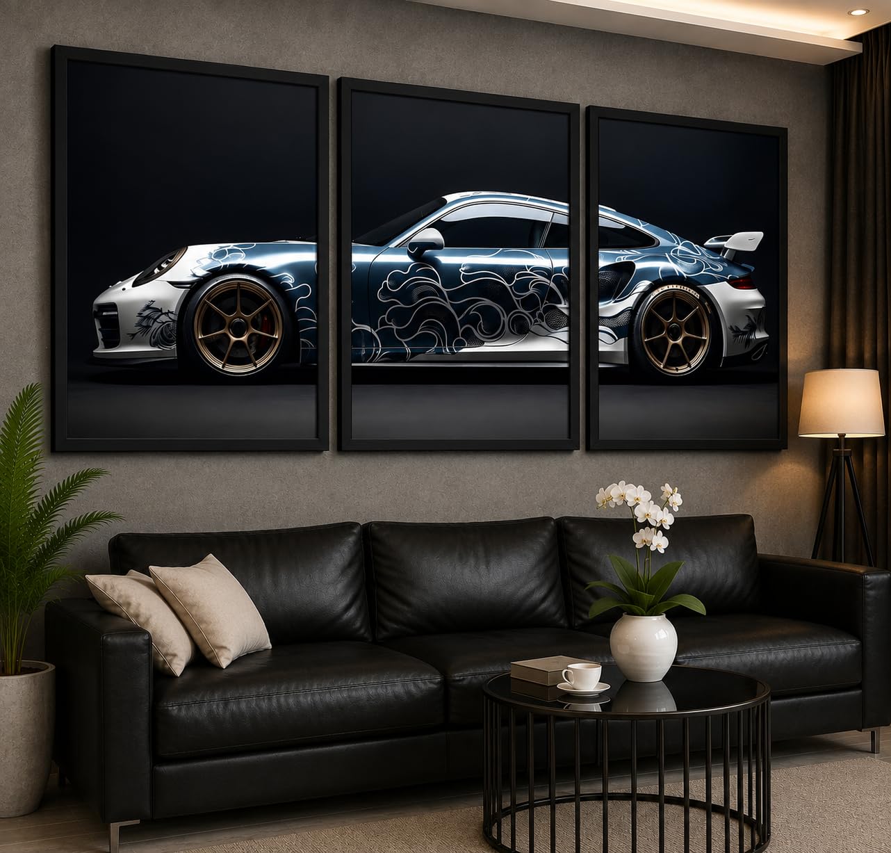 VENUXE ARTS Set Of 3 Big Sports Cars Framed Posters Gift Items for Boys Room Wall Decoration Bedroom Living Room Office Studio Décor | Car Poster Frame for Wall Décor