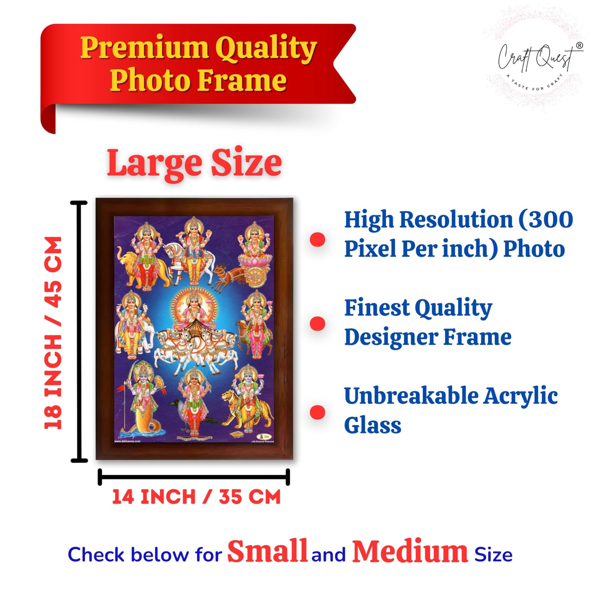 CRAFT QUEST Lord Surya Dev Bhagavan Bhagwan with 7 Horses Wall Painting | Hindu God Spiritual Framed | Ideal for Home, Office, Temple & Puja Room, Wall Decor