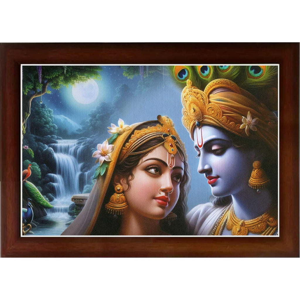 CRAFT QUEST Radha Krishna Art Photo Framed Painting for Home and Bedroom Wall Decoration of Size 14X10 Inches with Frame And Acrylic Glass RK206