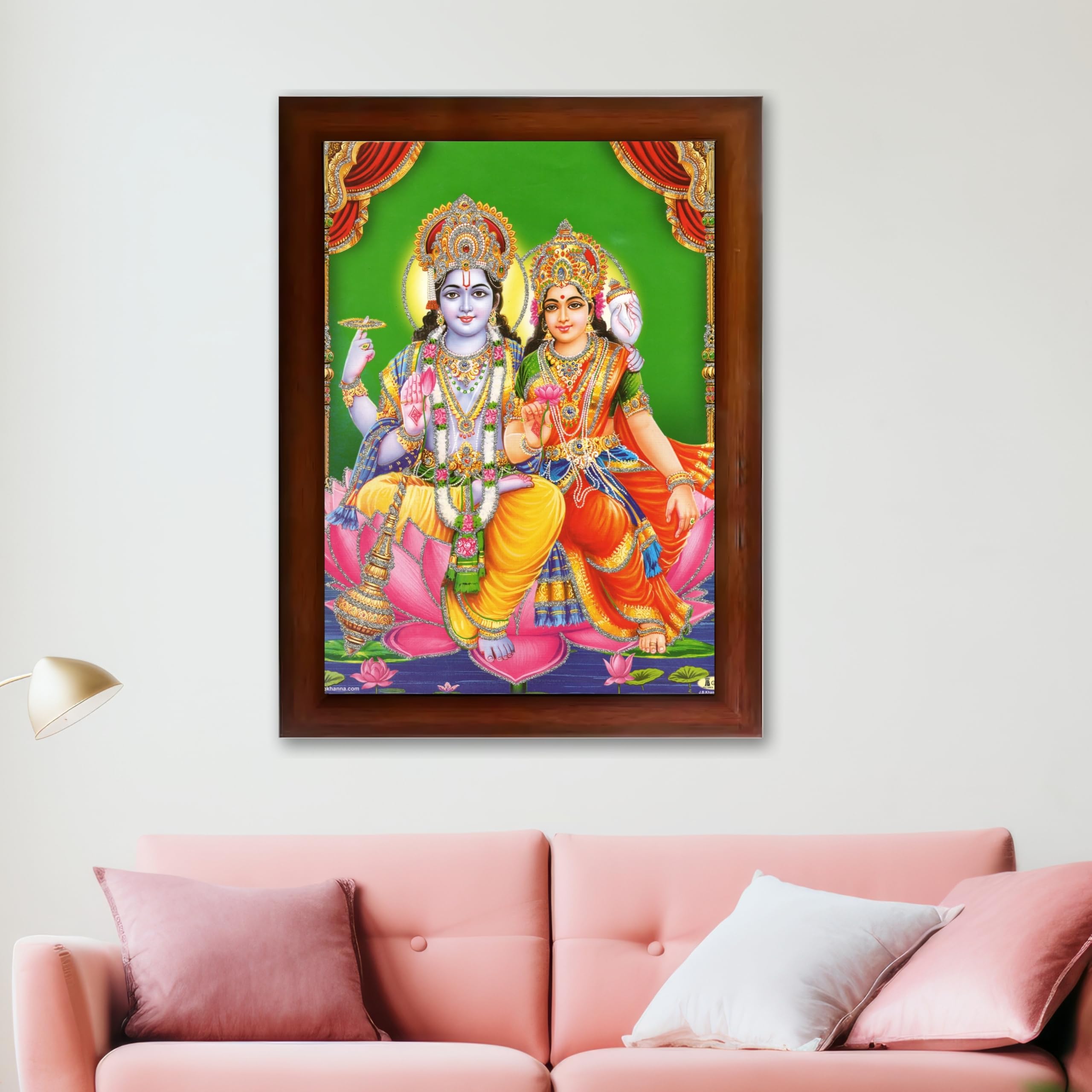 CRAFT QUEST Lord Vishnu and Goddess Lakshmi Giving Blessing on Shesh naag, Glitter Painting