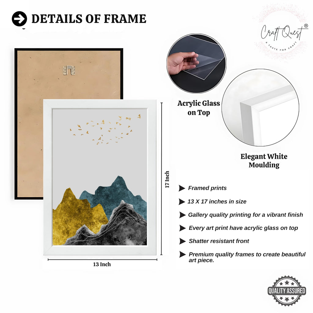 CRAFT QUEST Chinese Landscape Abstract Art Modern Art | Set of 3 Frames for Home Decoration | Ideal for Living Room, Bedroom & Offices