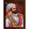 Craft Quest Chhatrapati Shivaji Maharaj photo frame Home Decorative items with synthetic frame (10X14 Inches, Brown, Religious)