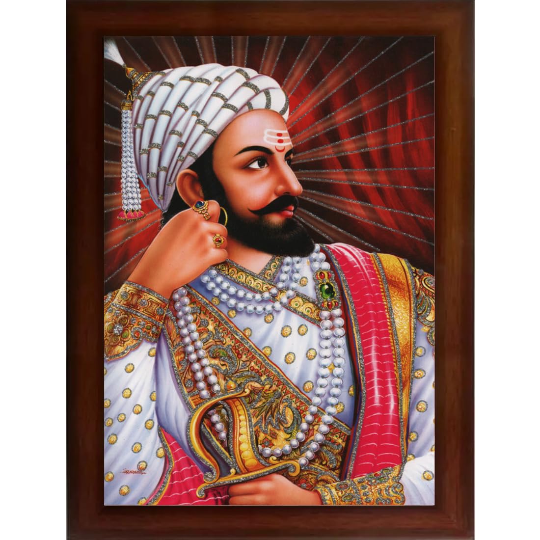 Craft Quest Chhatrapati Shivaji Maharaj photo frame Home Decorative items with synthetic frame (10X14 Inches, Brown, Religious)