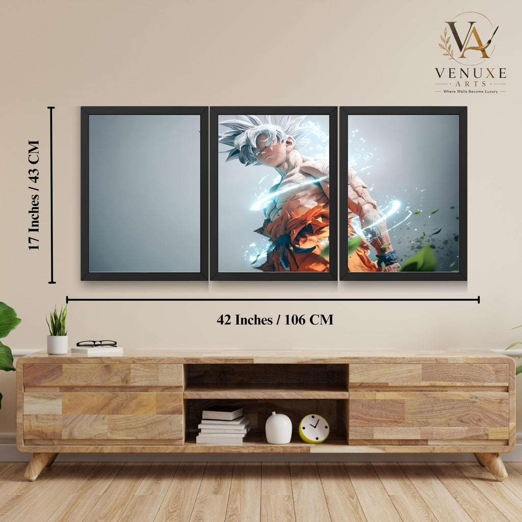 VENUXE ARTS Set Of 3 Anime Characters Wall Framed |Anime Characters Framed Poster for Living Room Bedroom Gaming Room Studio Wall Decor