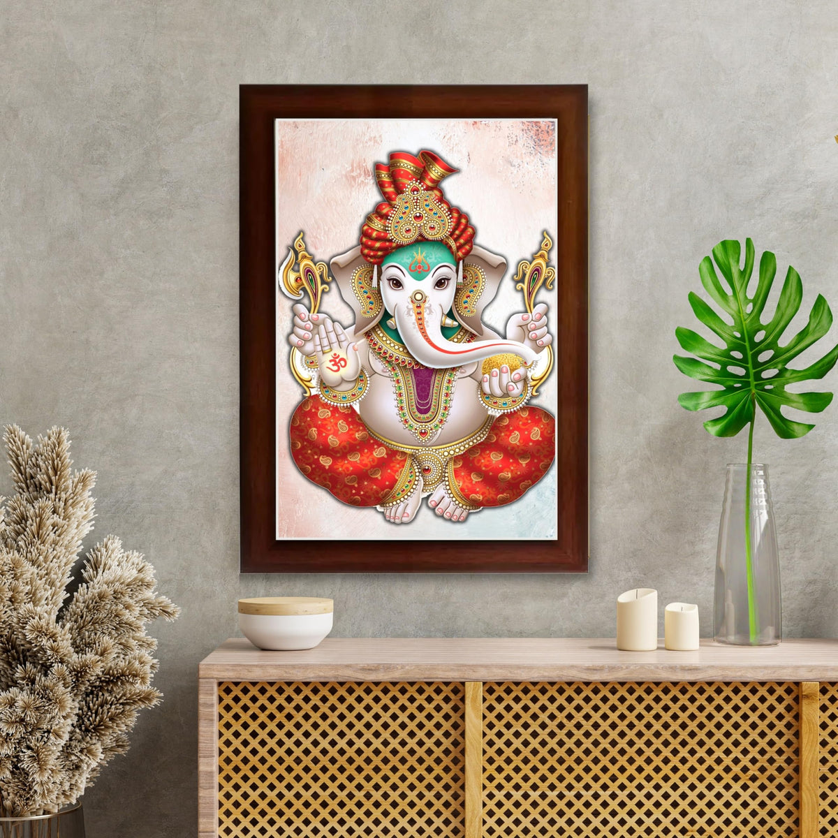 CRAFT QUEST Lord Ganesh ji Wall Hanging Frame for Living Room, Pooja Room Décor Items GA-217