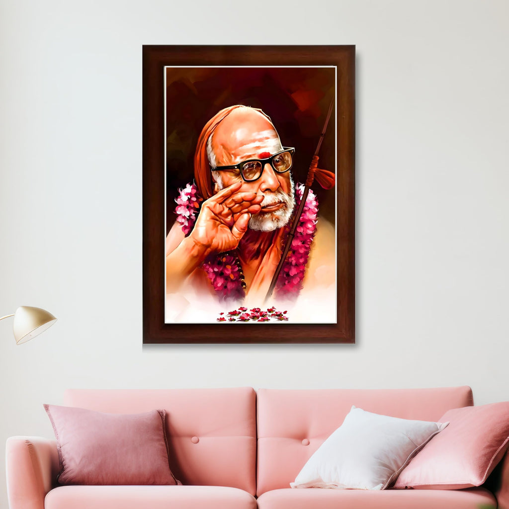 CRAFT QUEST Kanchi Maha Periyava Periyavar Periyar Kanji Wall Painting Framed Home Décor