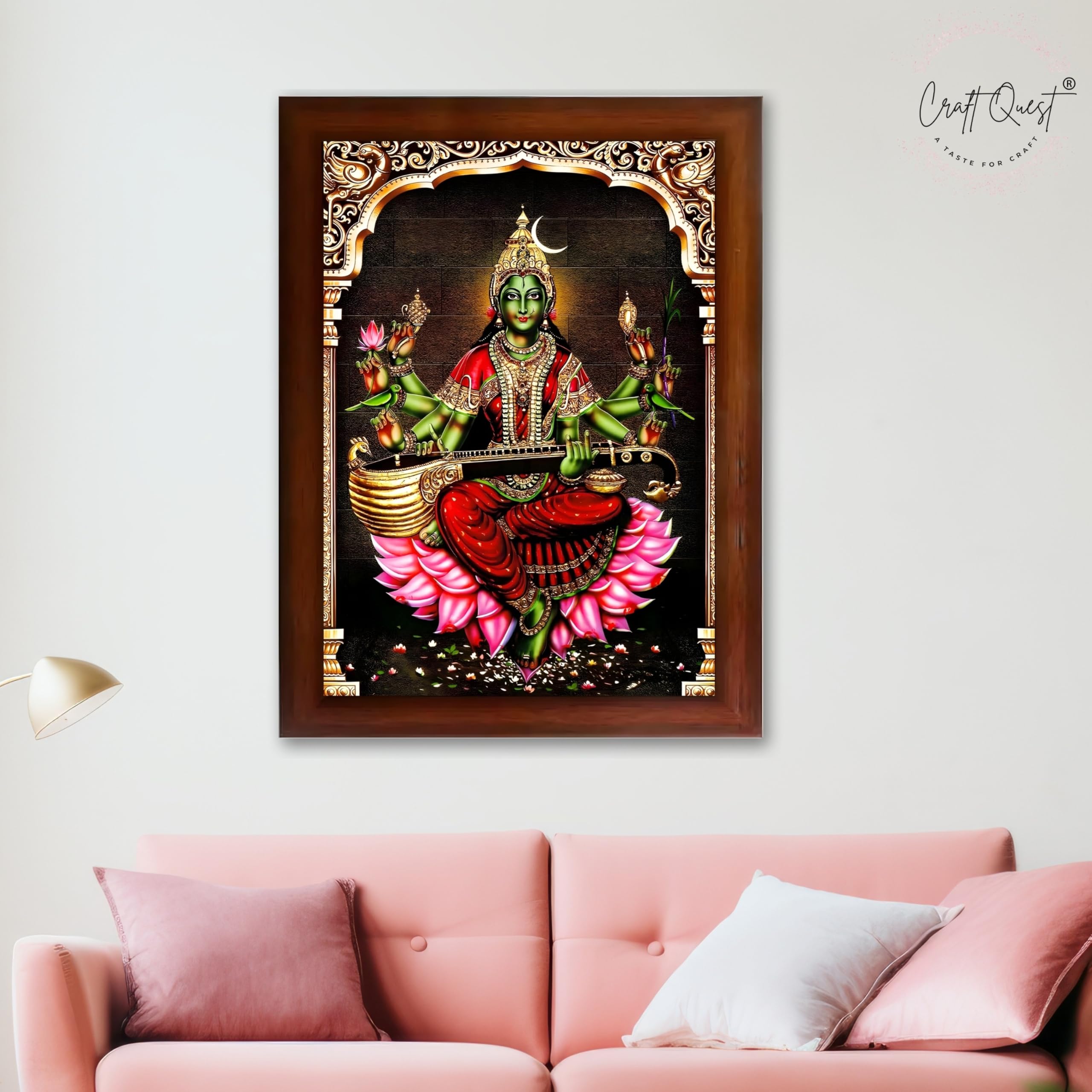 CRAFT QUEST Syamala Devi Shyamala Matangi Wall Painting Framed | South God Picture Frame for Home, Office, Temple & Gifting, Decor