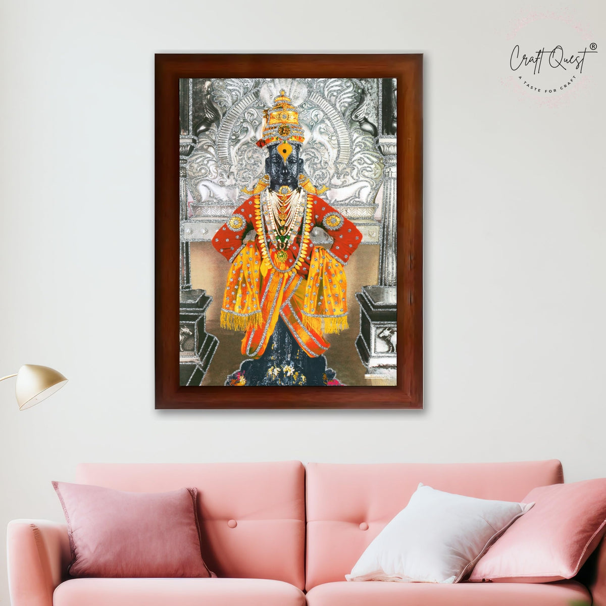 CRAFT QUEST Shri Vitthal Rukmini Religious Photo Frame with Acrylic Sheet Wall Hanging/Gift/Temple/puja Room/Home Decor Frame